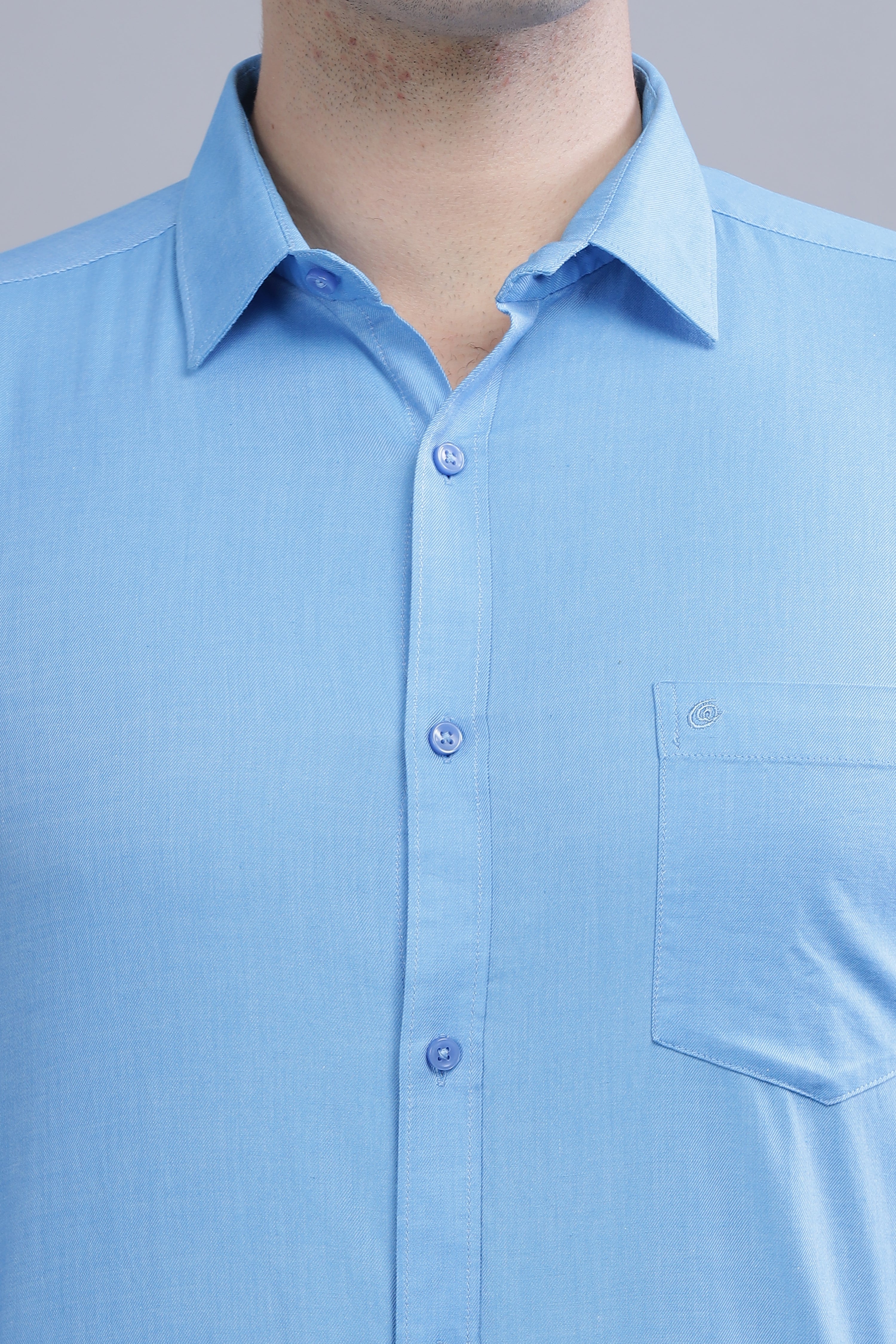 Linen Blend Blue Shirt