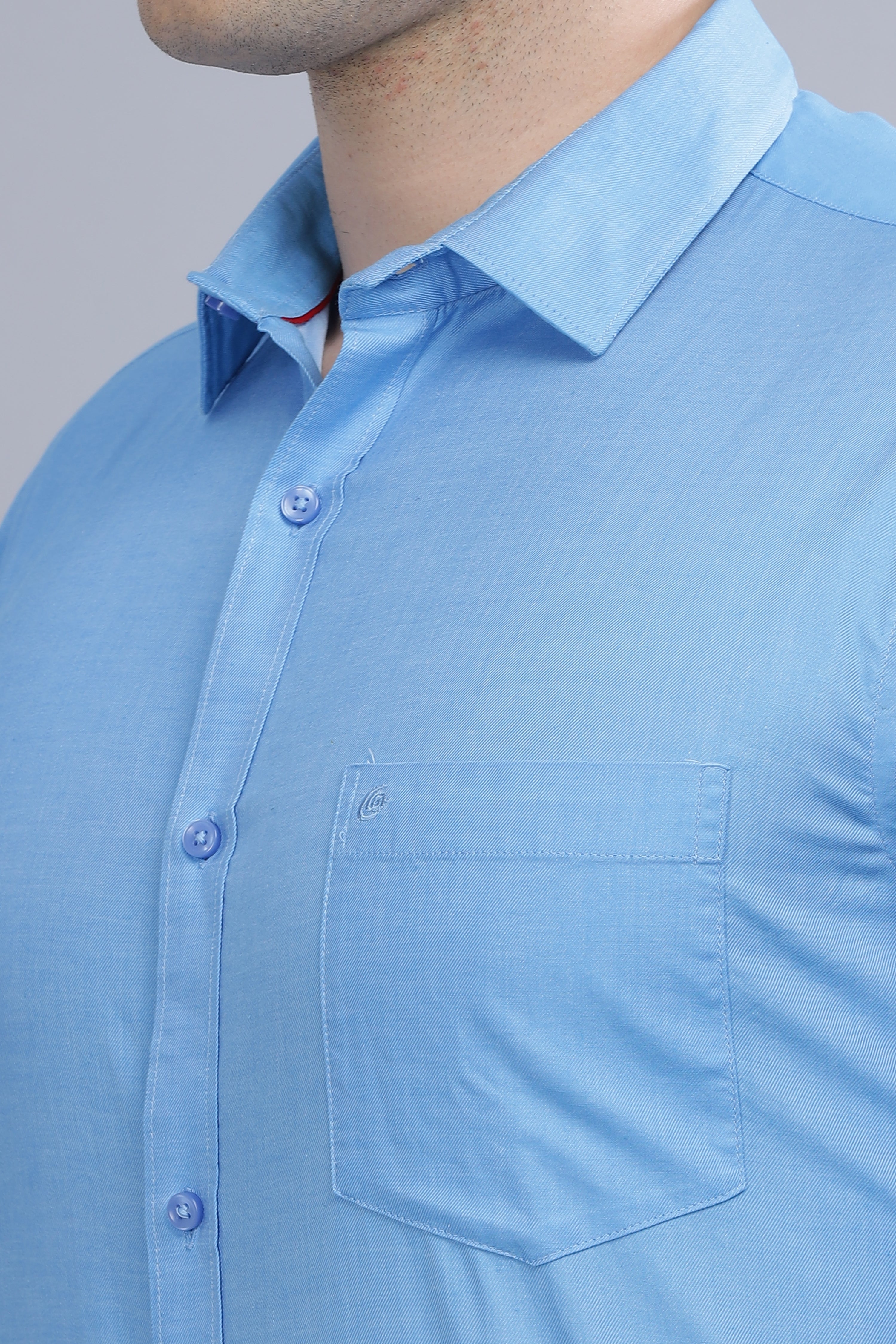 Linen Blend Blue Shirt