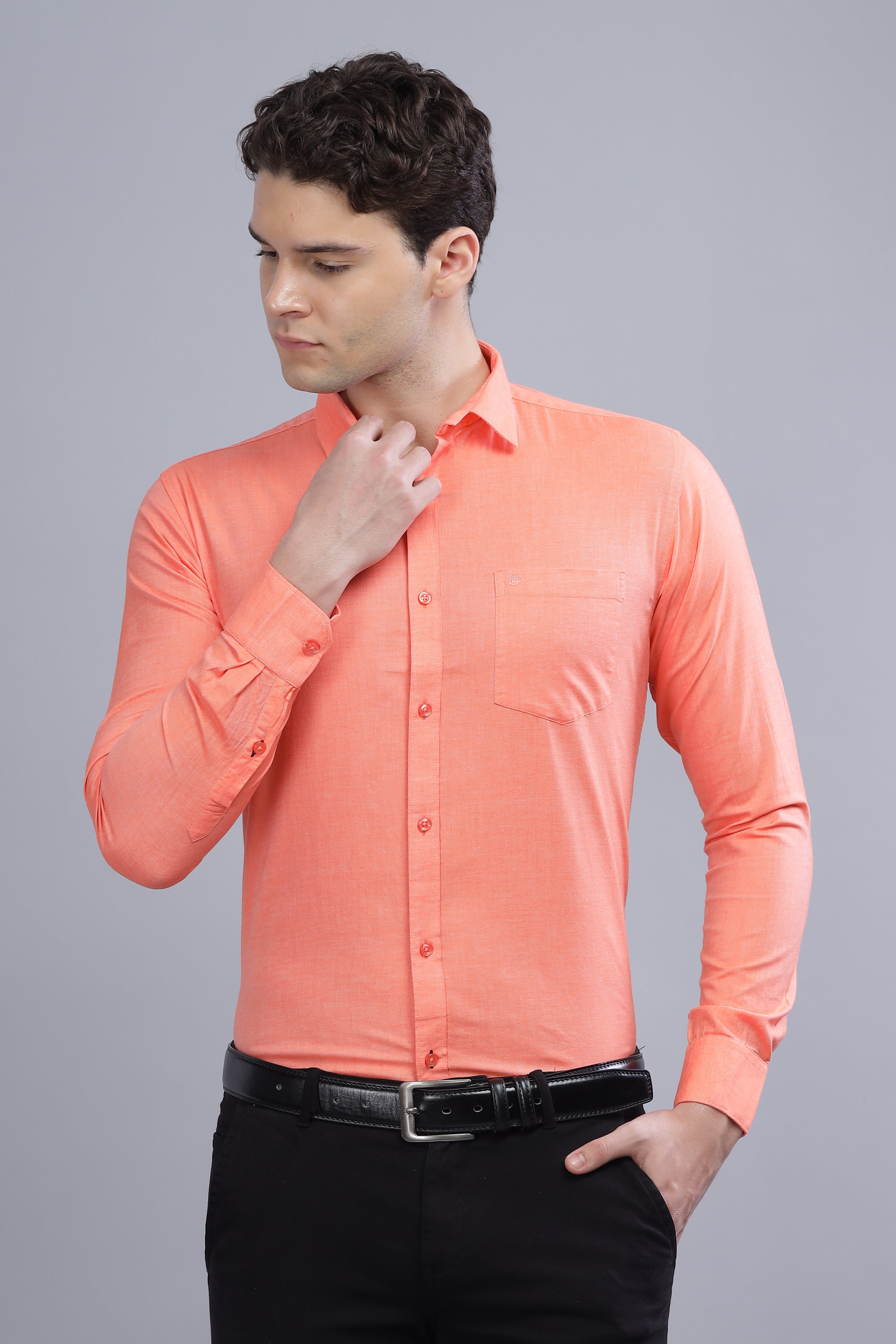 Linen Blend Orange Shirt