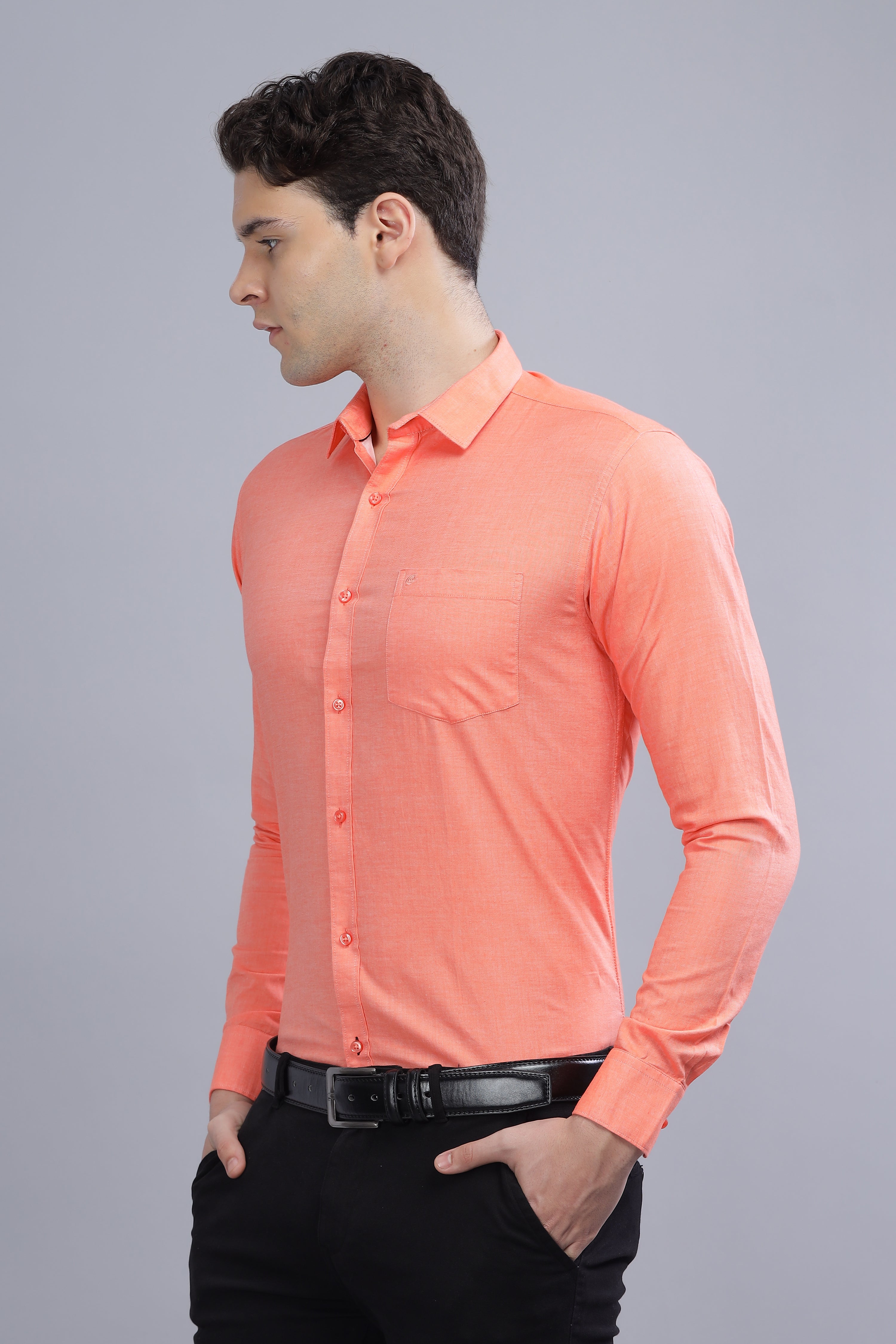 Linen Blend Orange Shirt