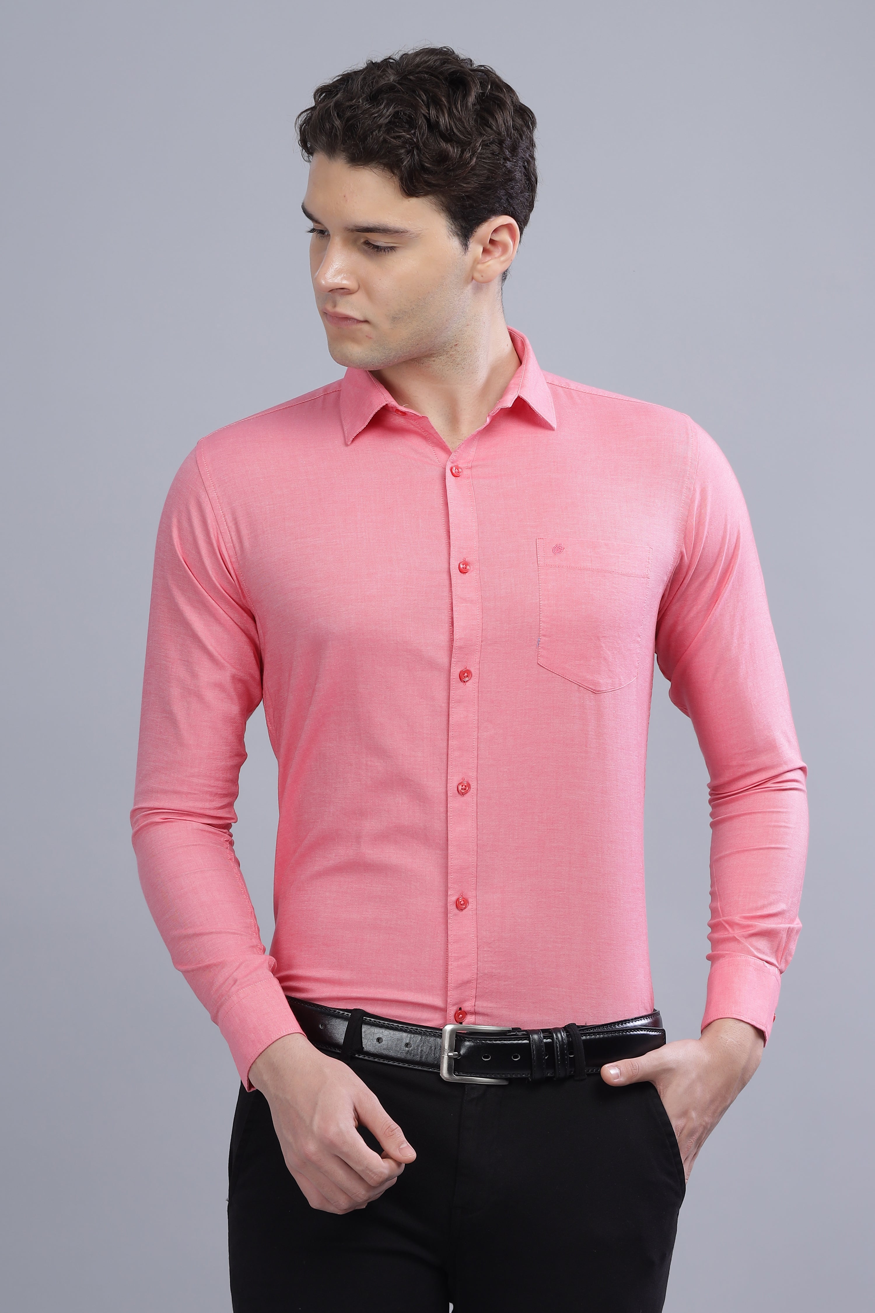 Linen Blend Pink Shirt