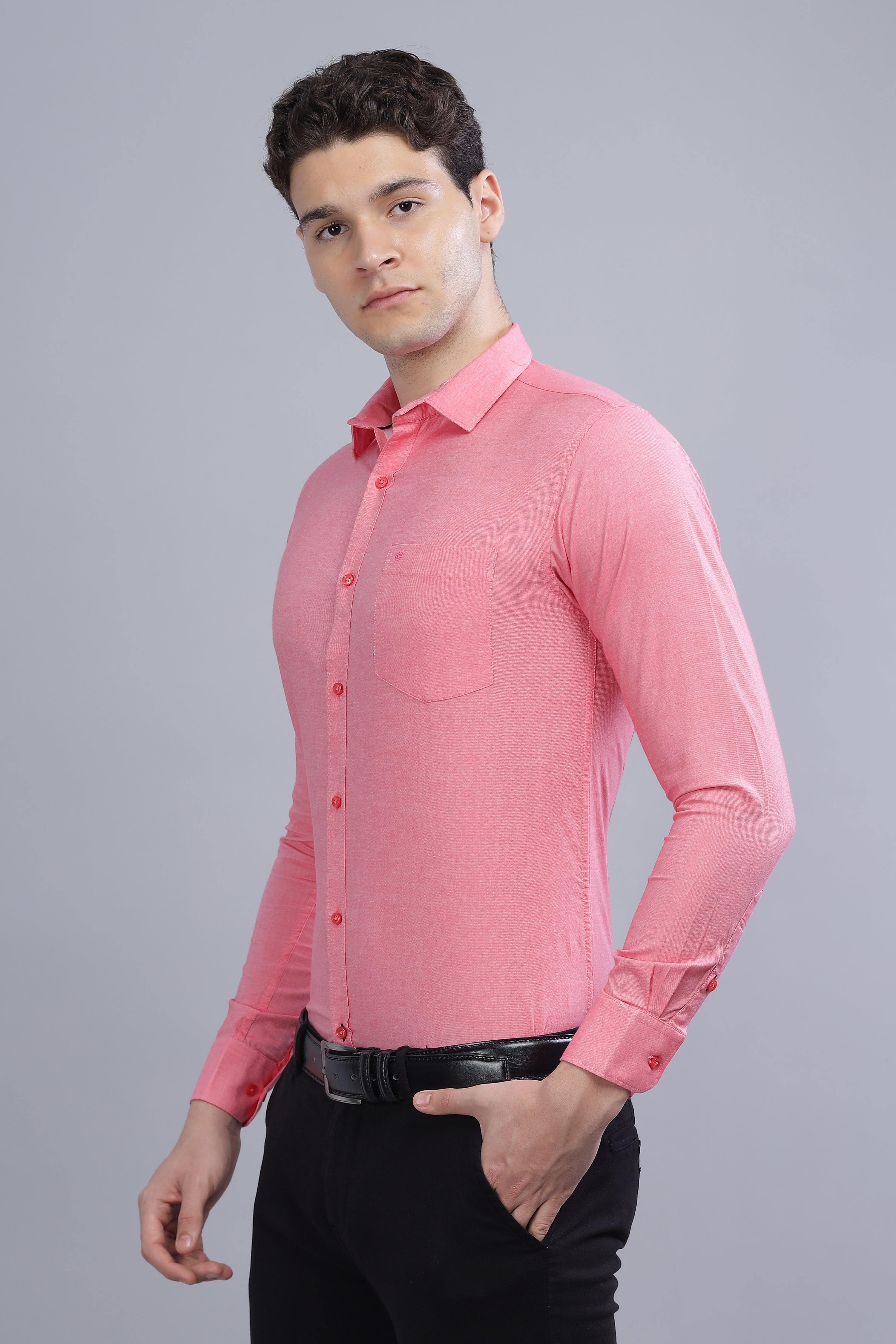 Linen Blend Pink Shirt