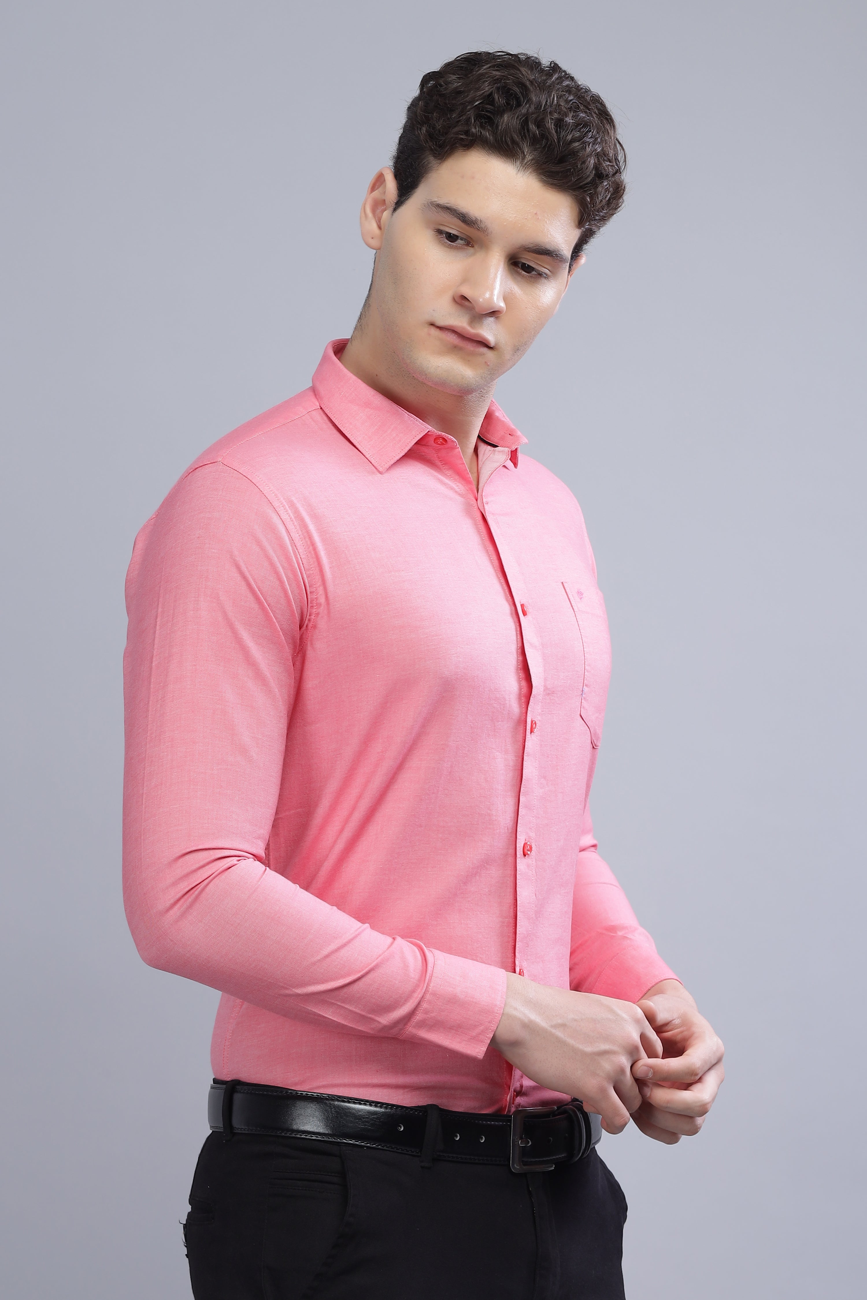 Linen Blend Pink Shirt