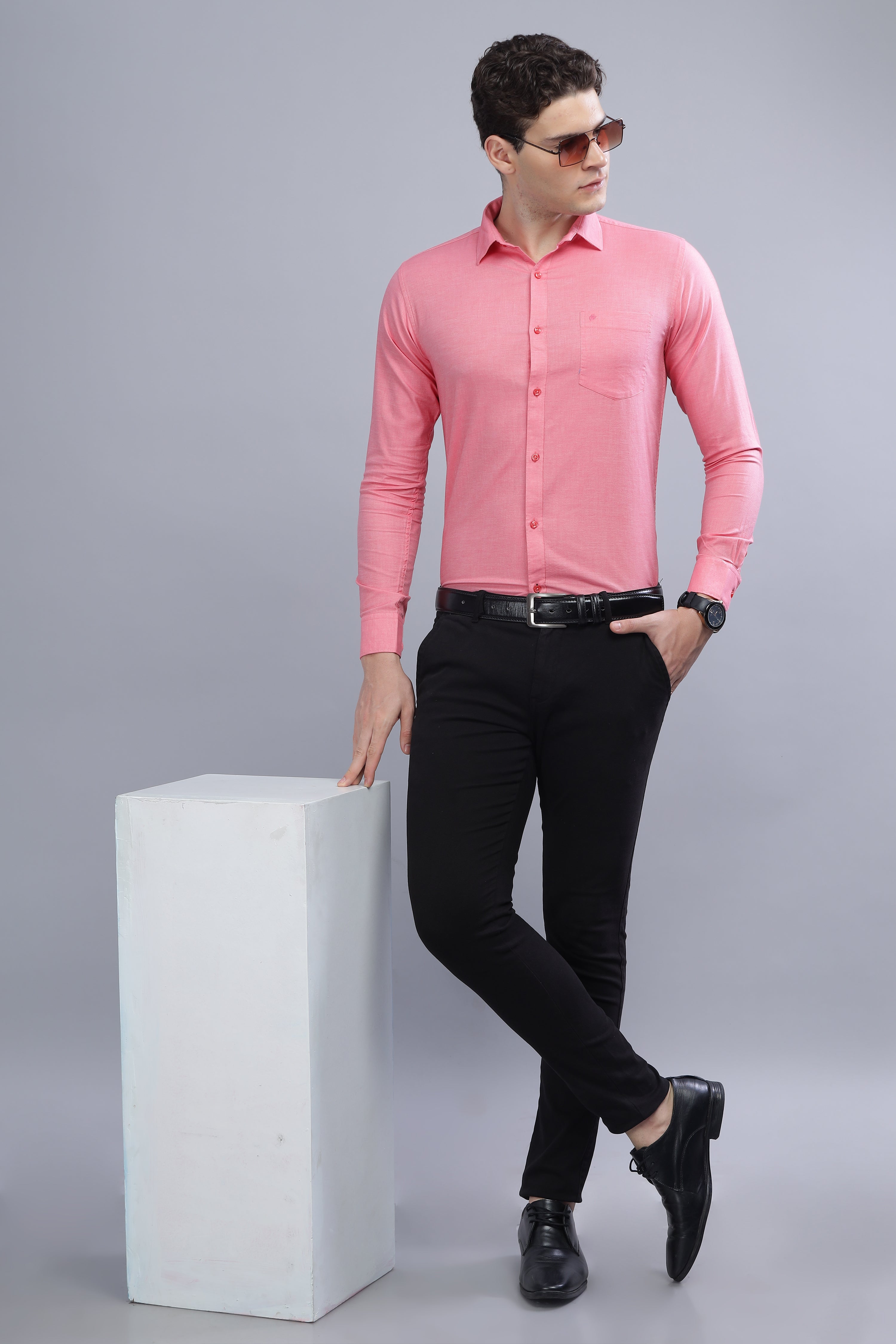 Linen Blend Pink Shirt