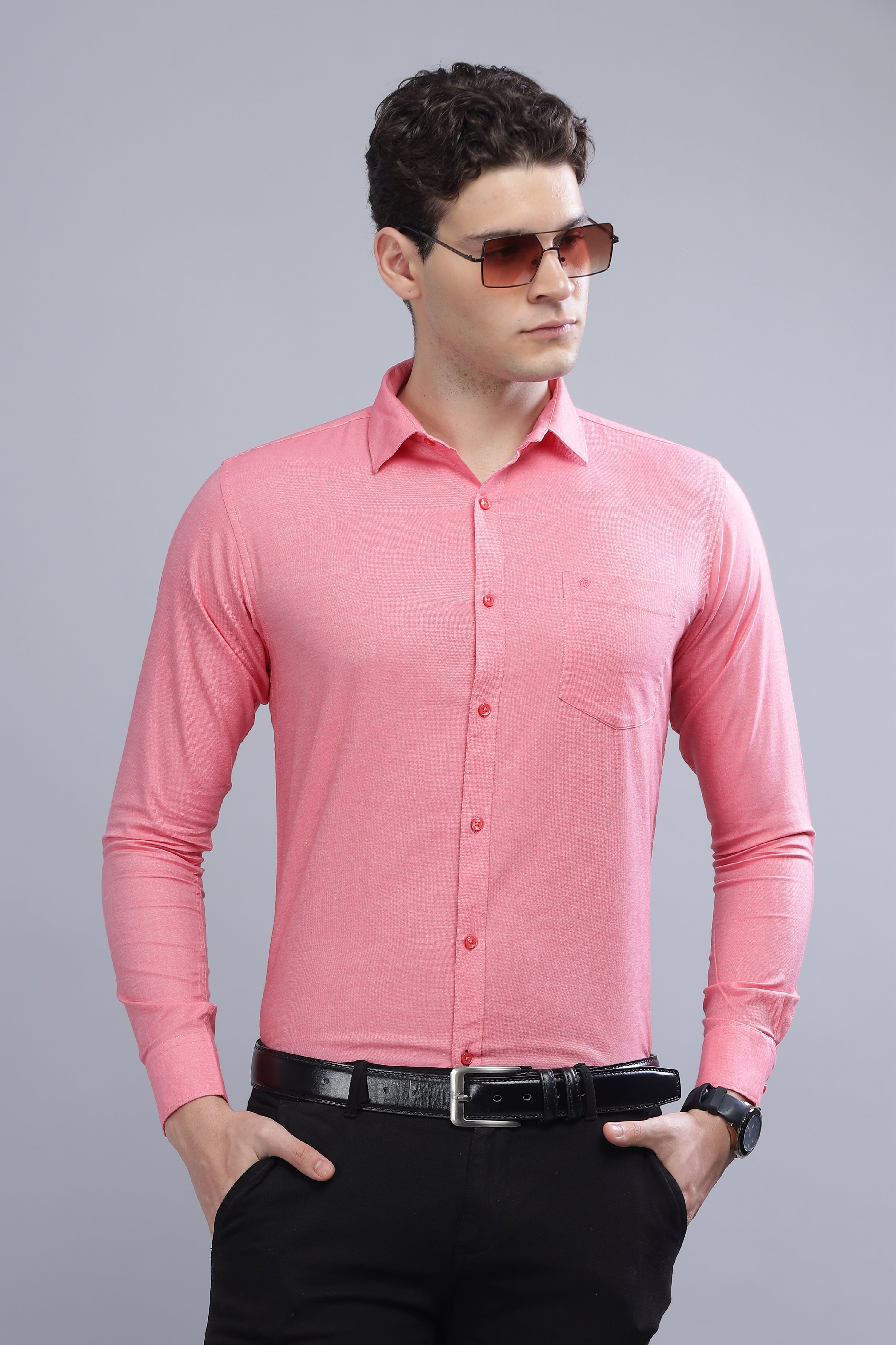 Linen Blend Pink Shirt