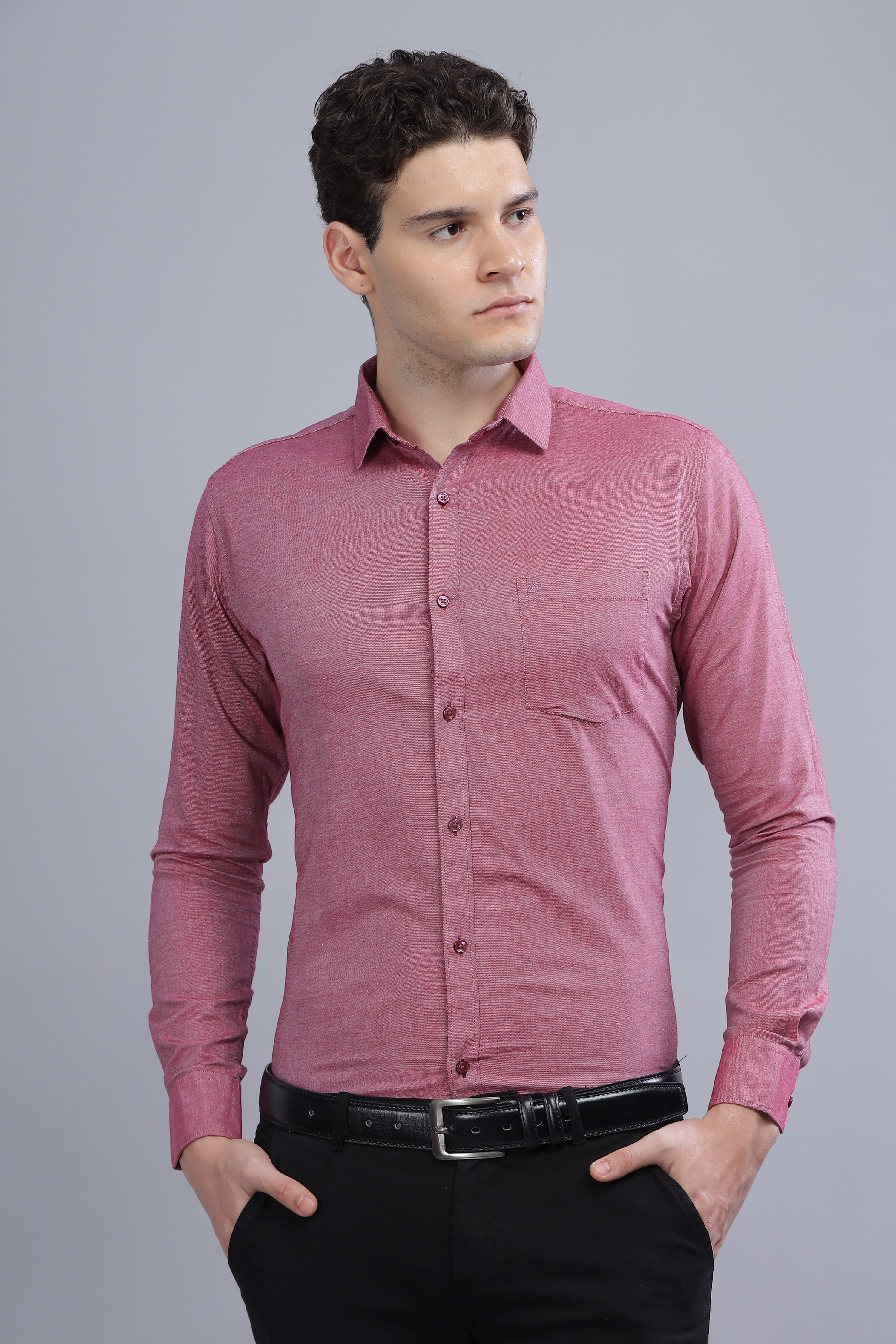 Linen Blend Maroon Shirt