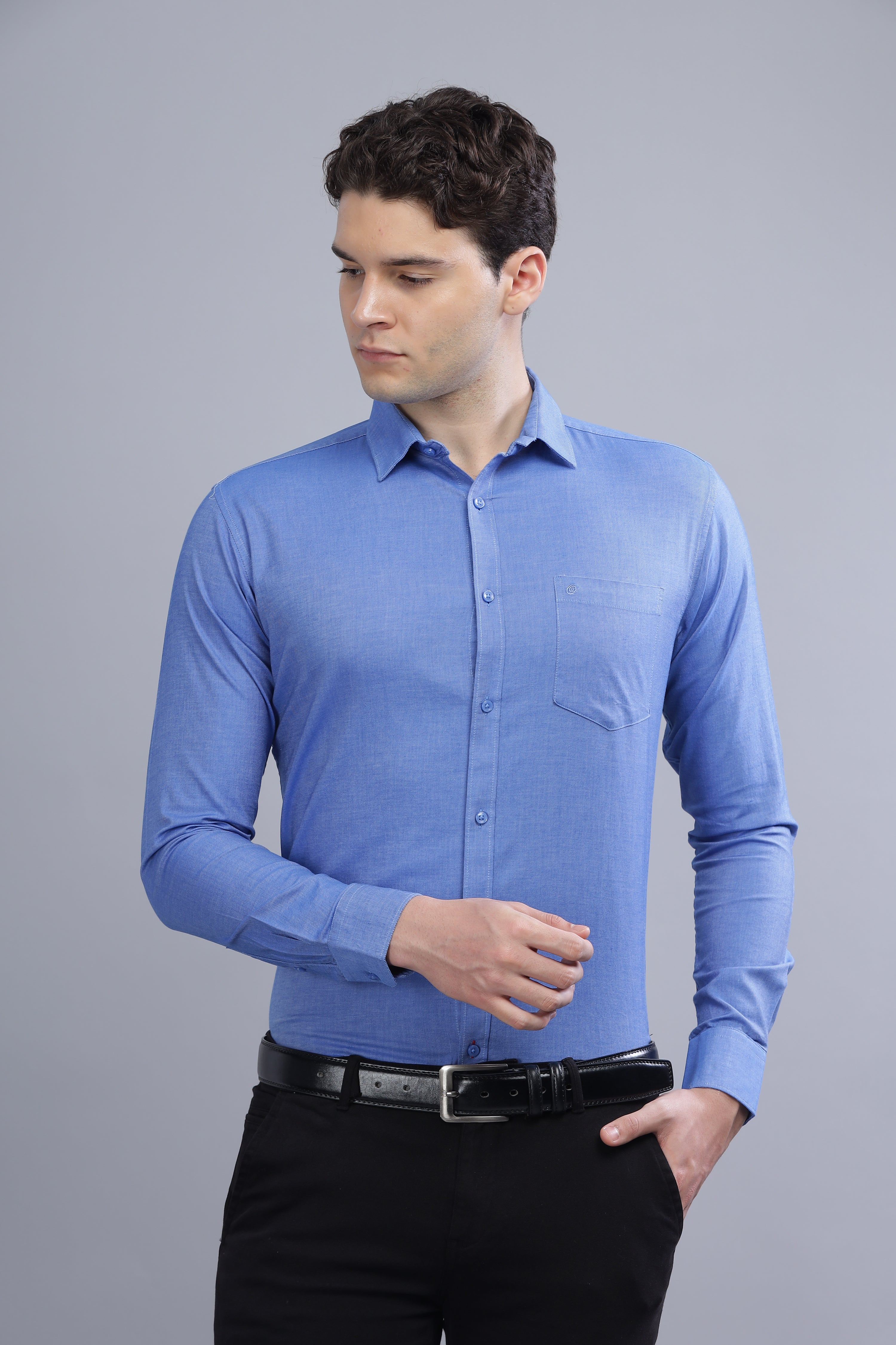 Linen Blend Dark Blue Shirt