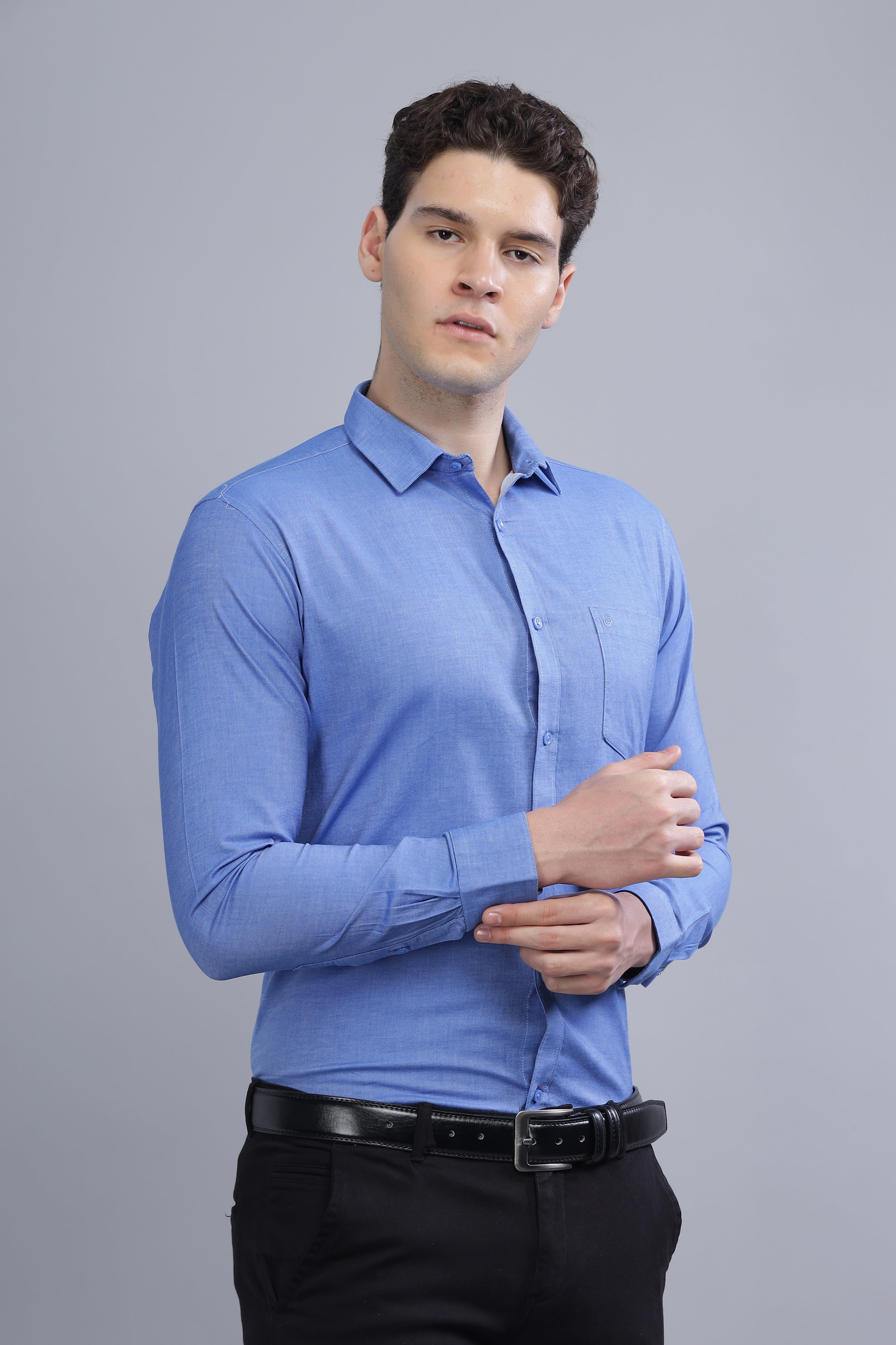 Linen Blend Dark Blue Shirt