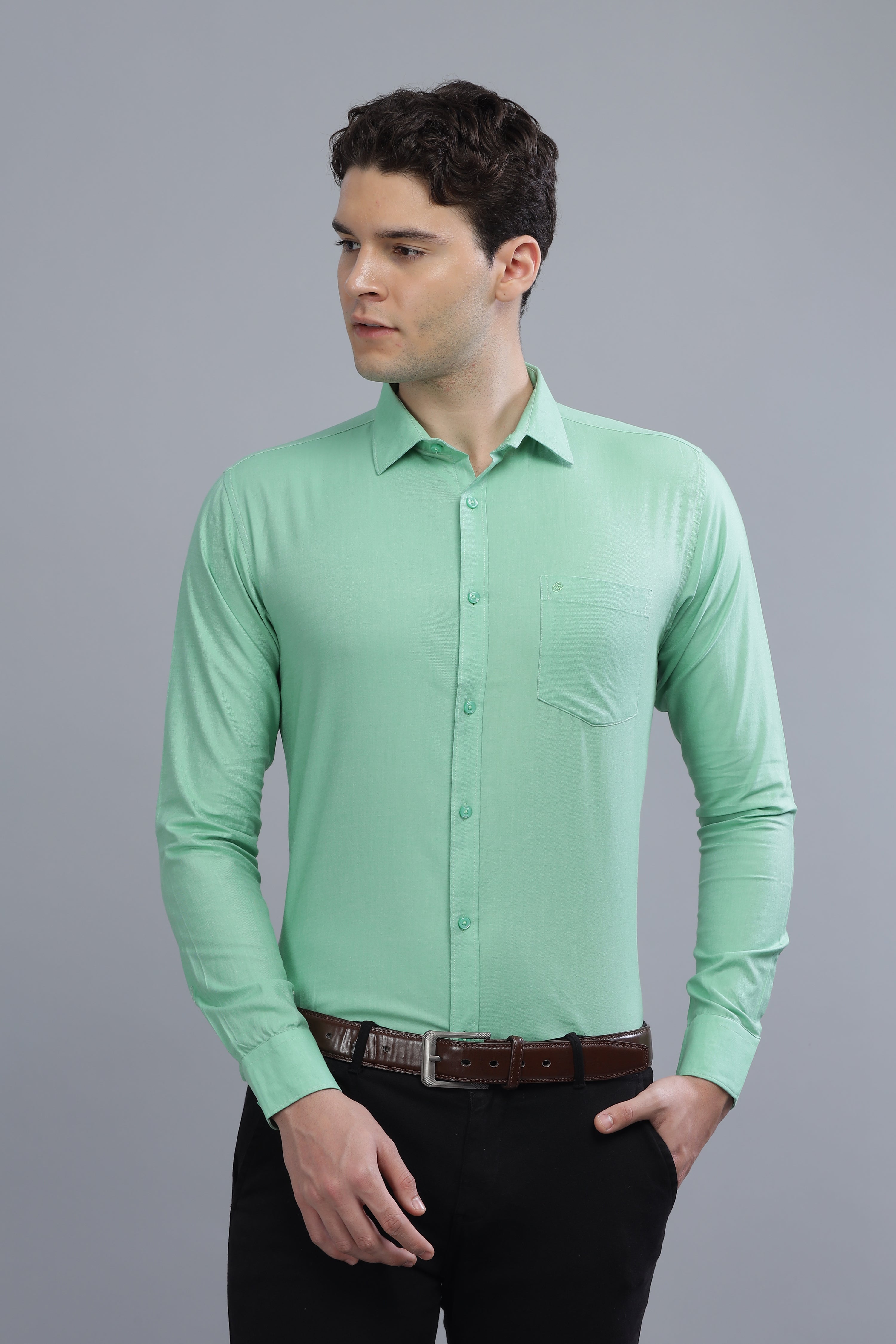 Linen Blend Green Shirt