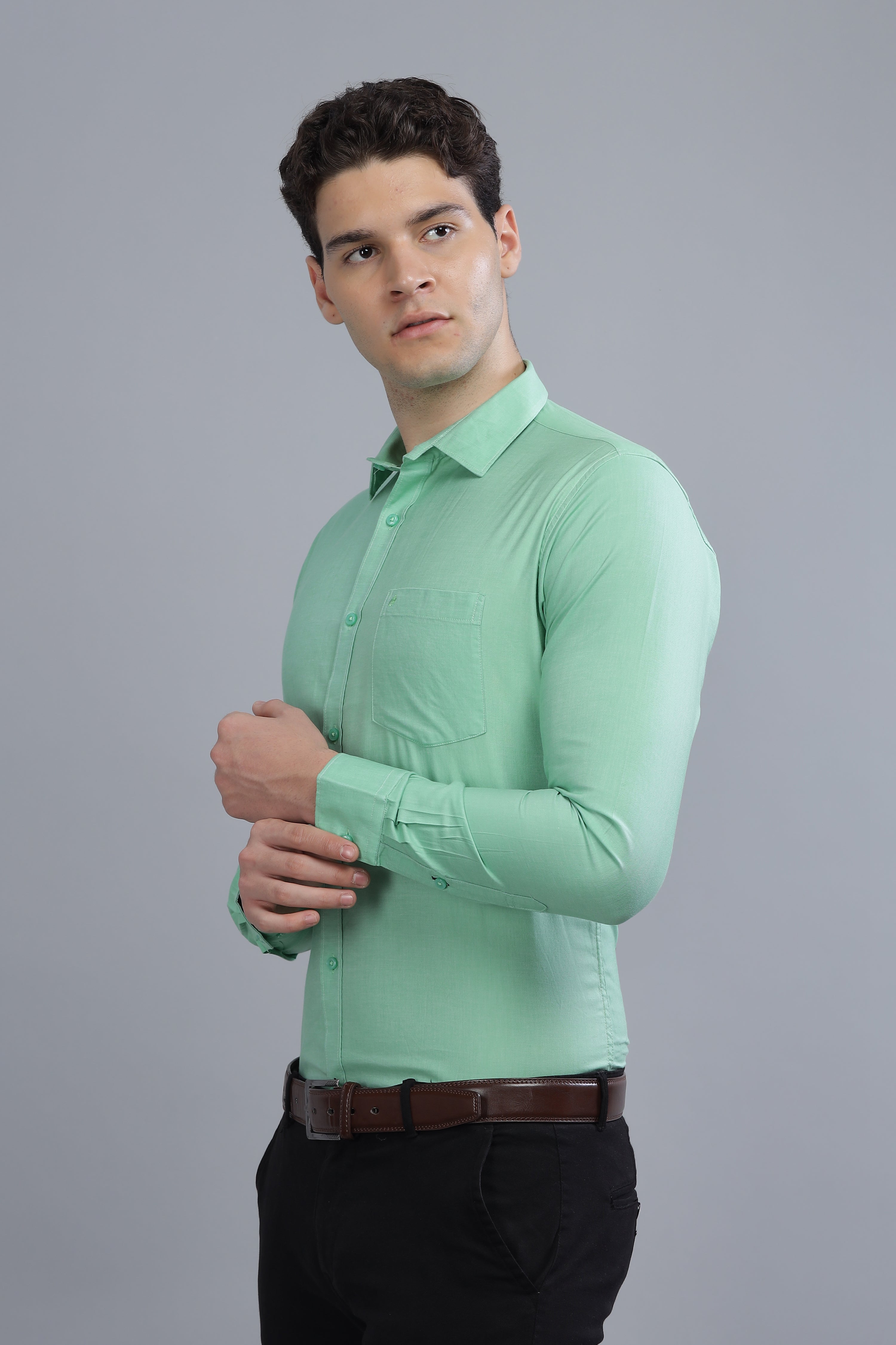 Linen Blend Green Shirt