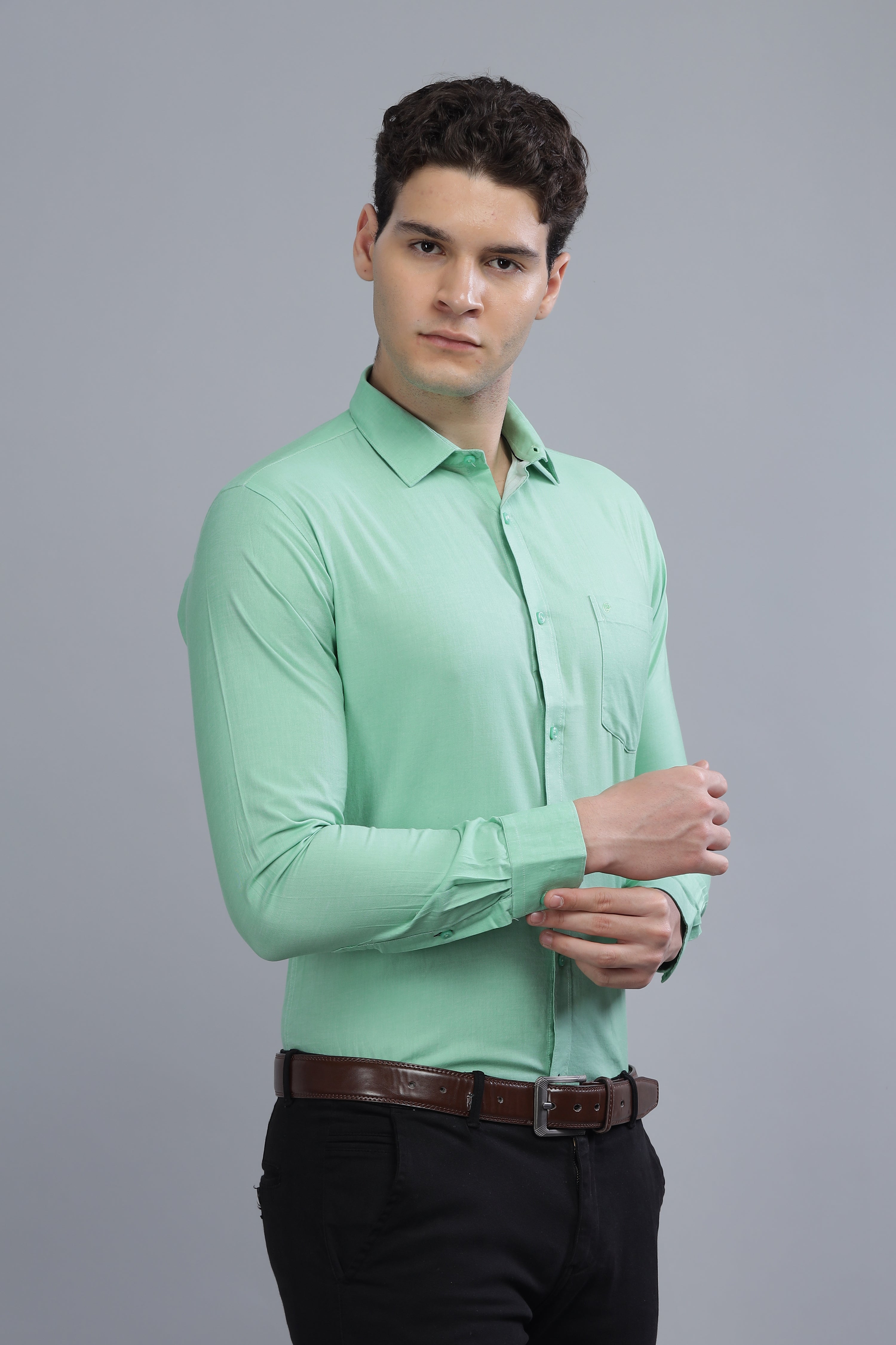 Linen Blend Green Shirt