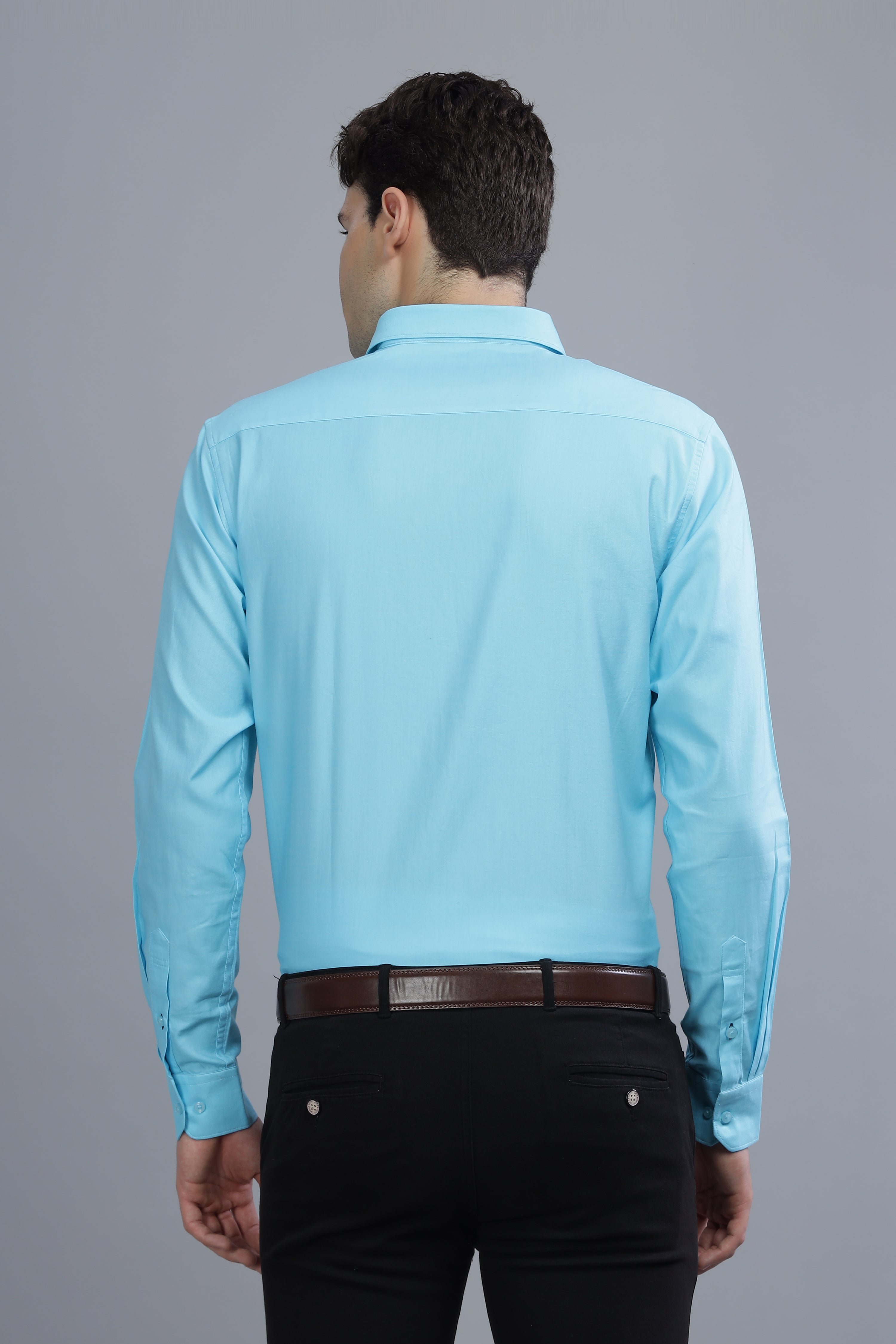 Pleated Pintek Blue Shirt