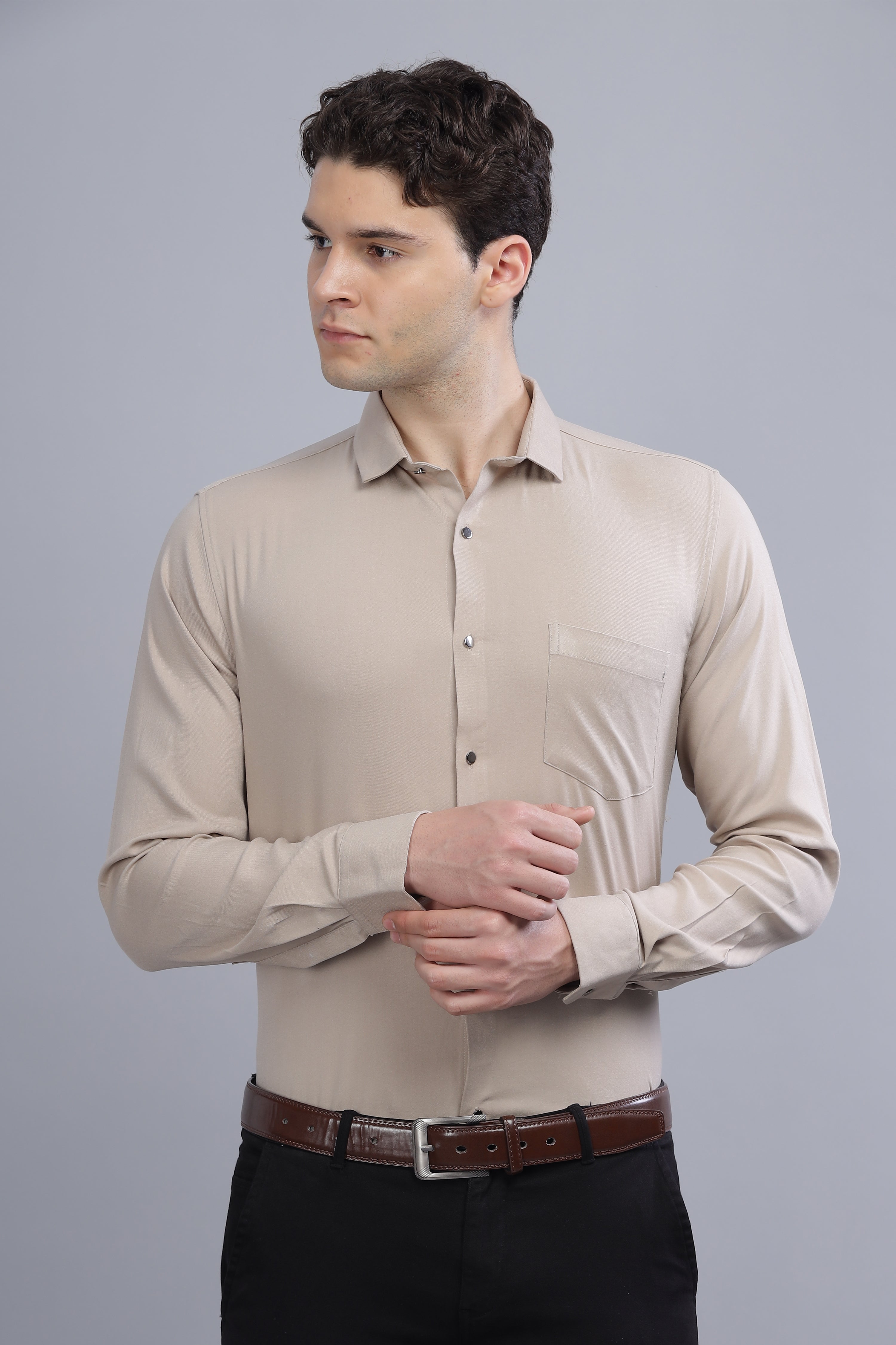 Pleated Pintek  Grey Shirt