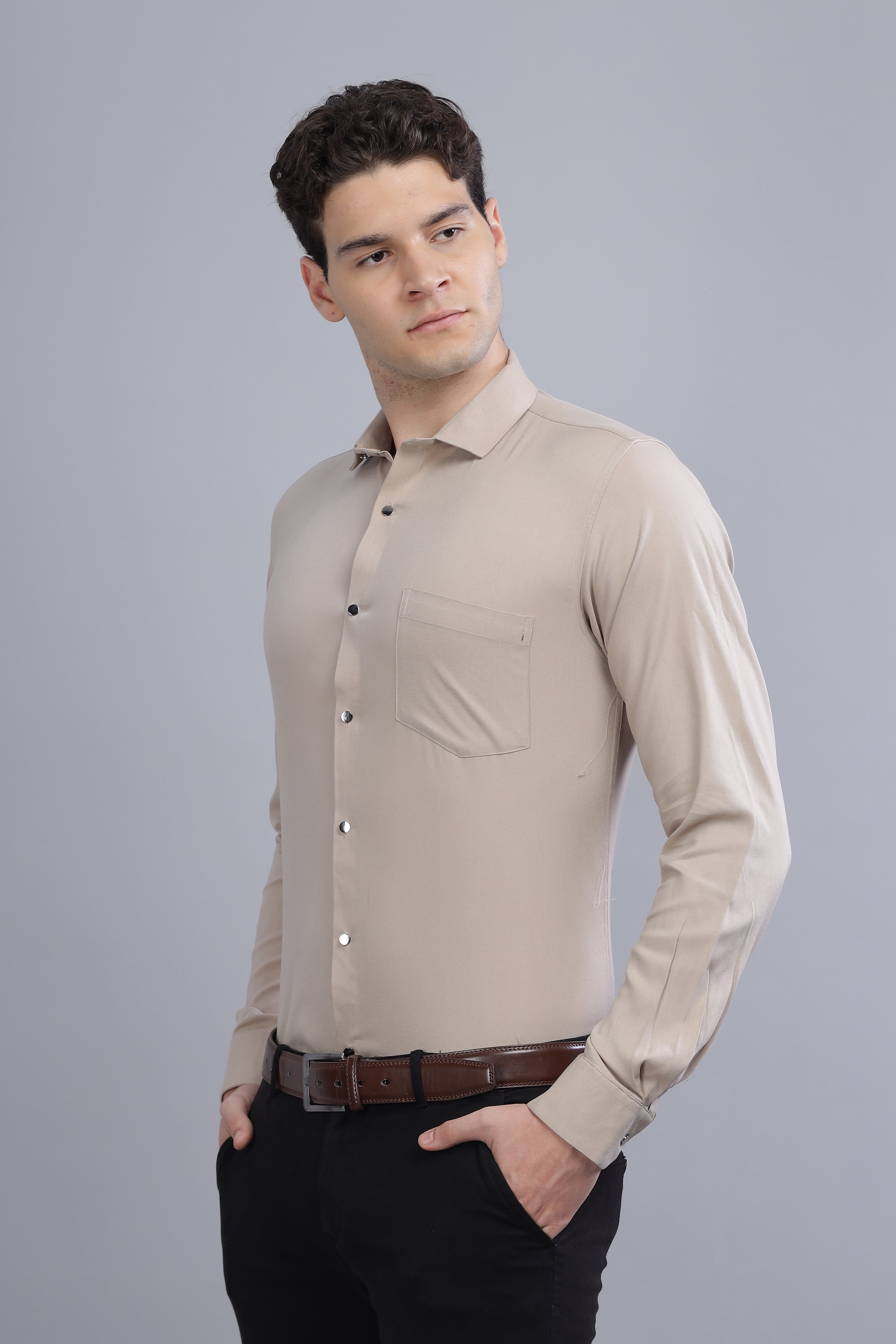 Pleated Pintek  Grey Shirt