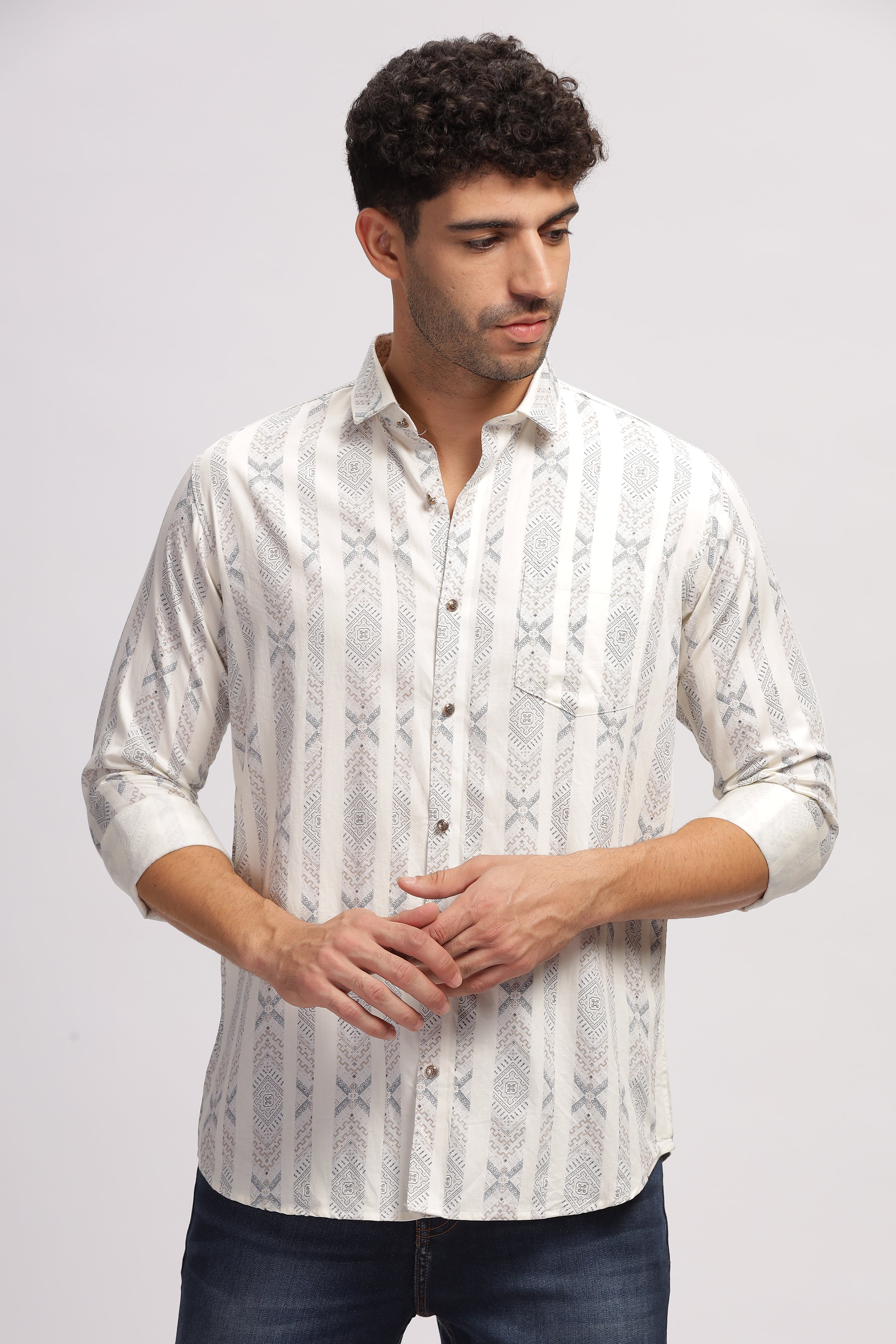 Printed designer white shirt