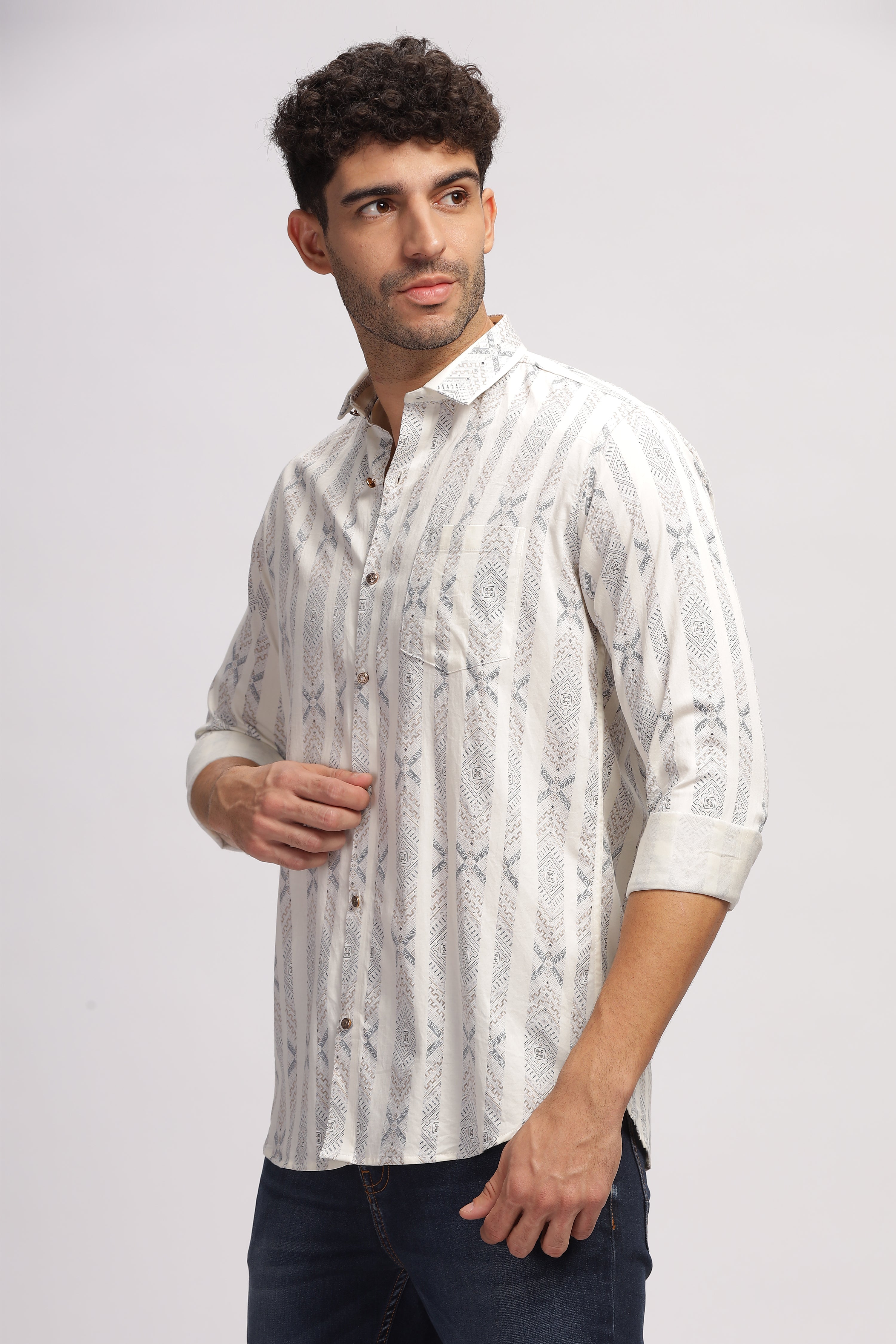 Printed designer white shirt