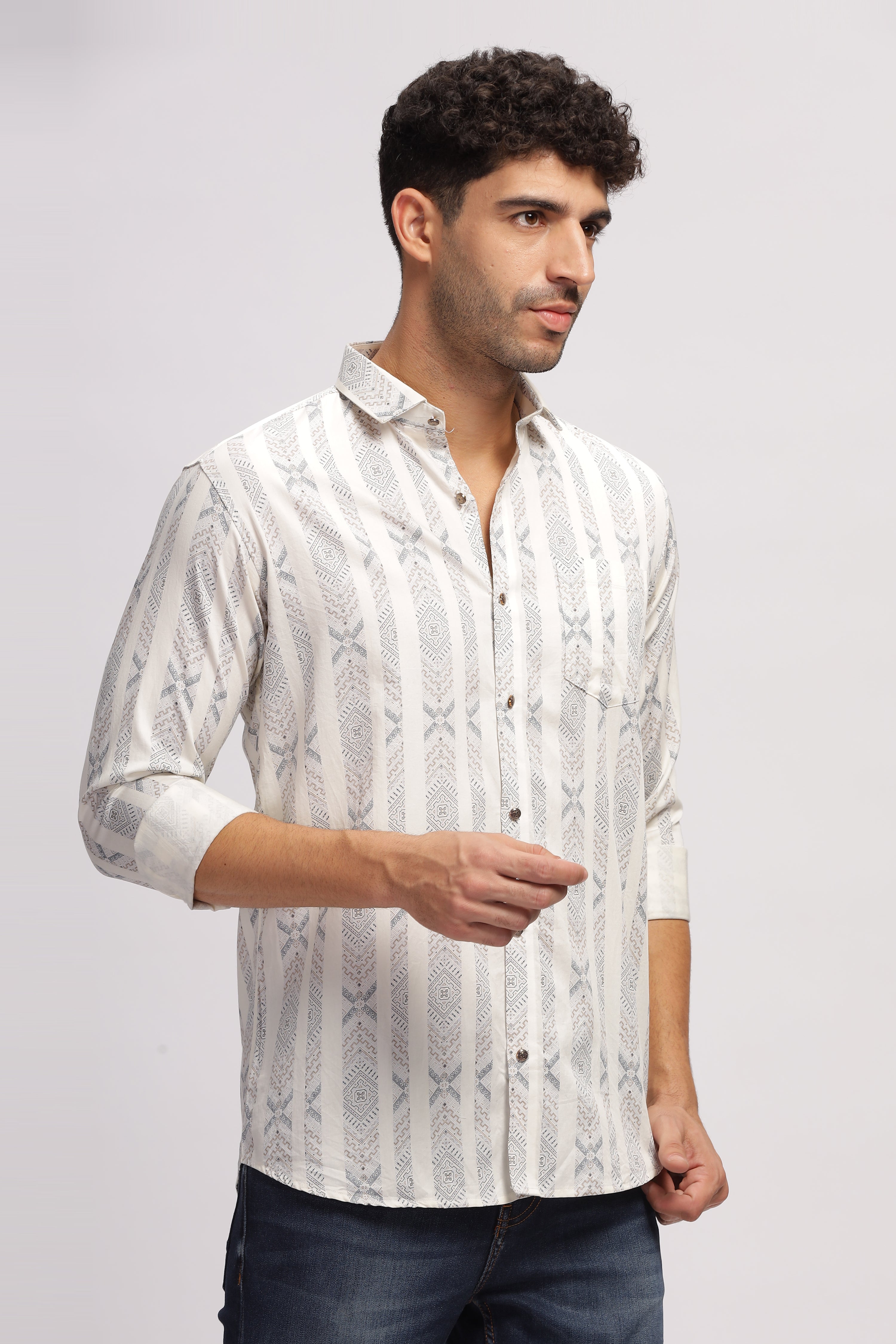 Printed designer white shirt