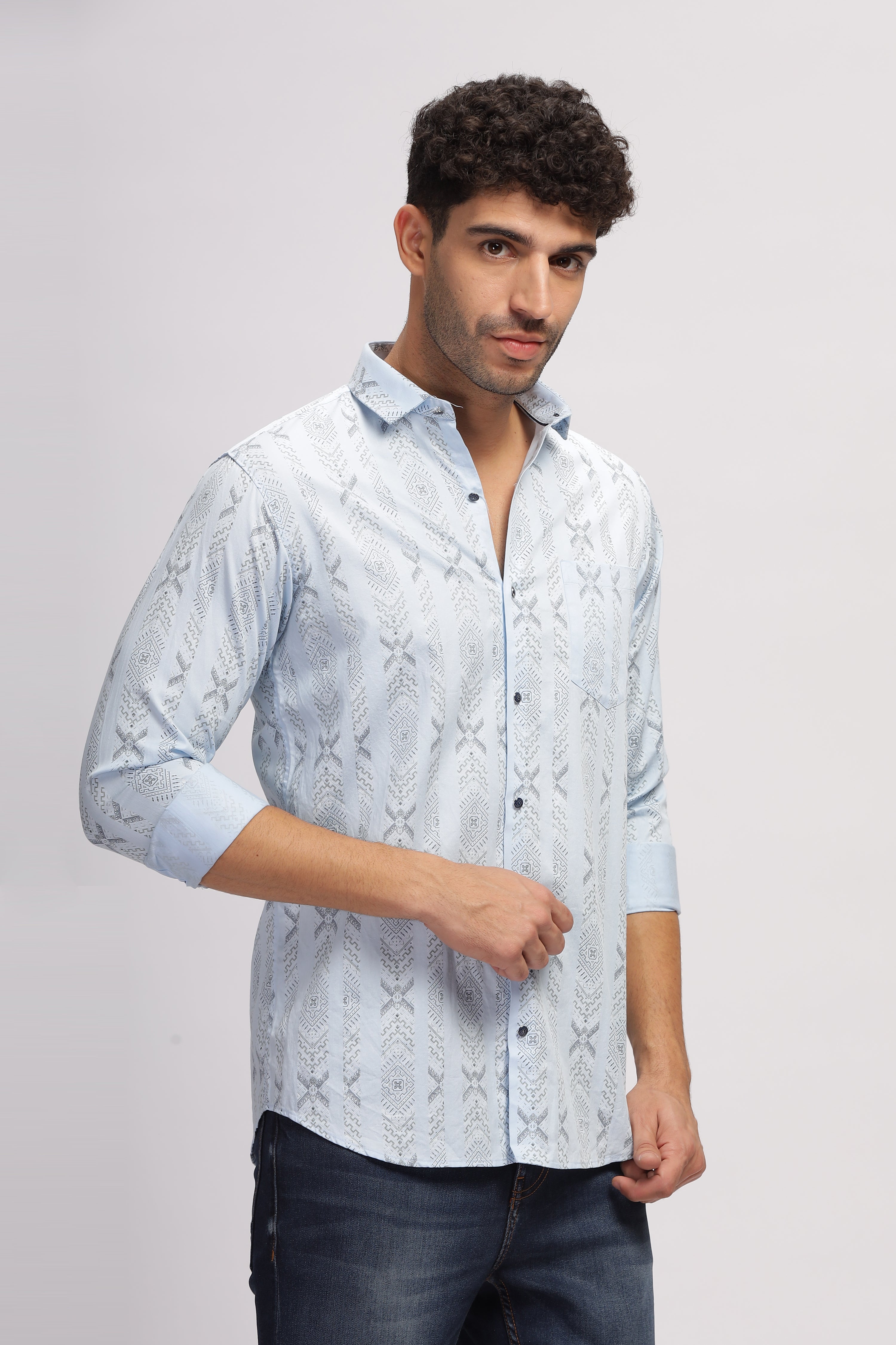 Printed designer Blue shirt