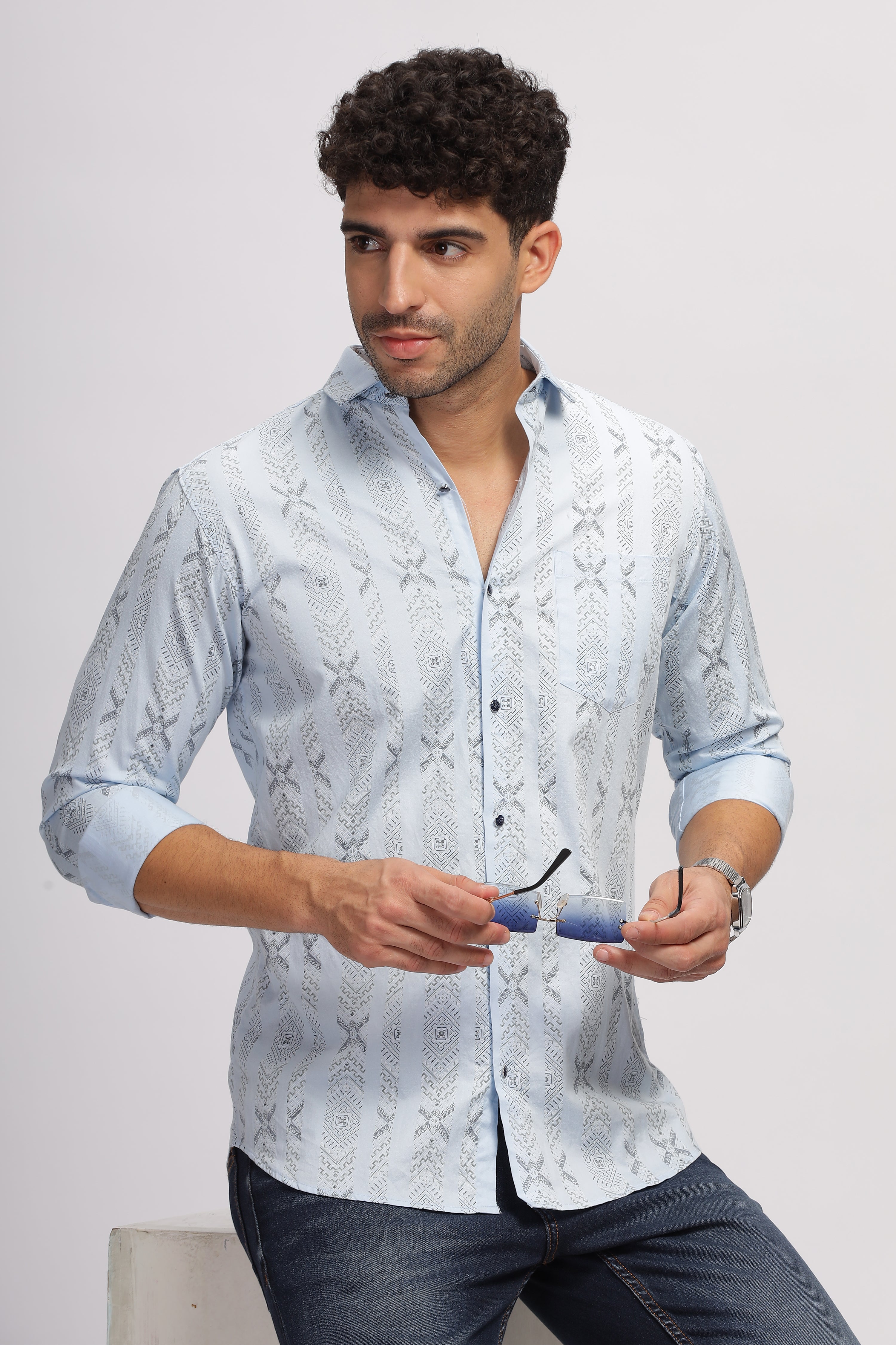 Printed designer Blue shirt