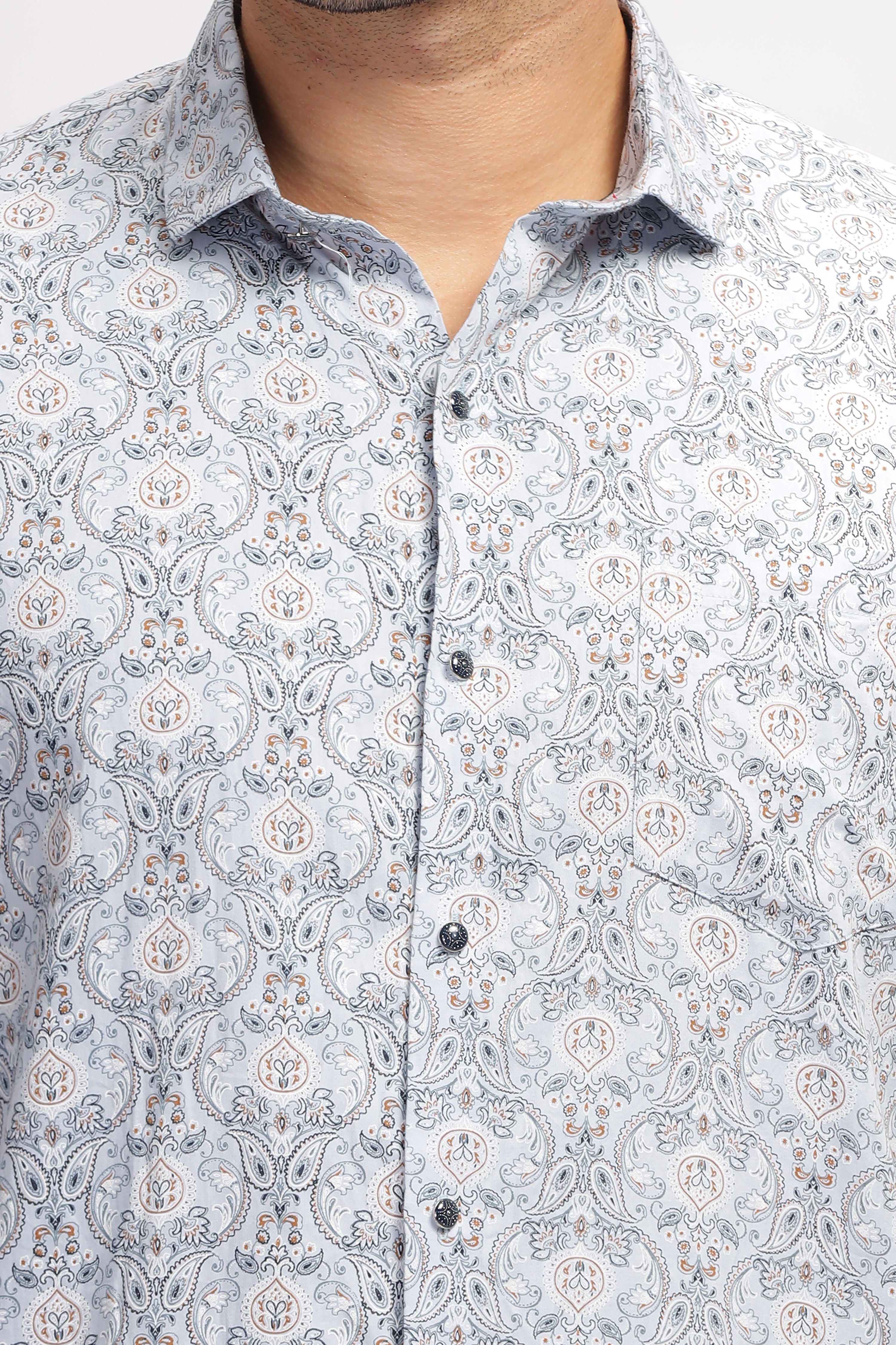 Men's Designer Blue Printed Shirt