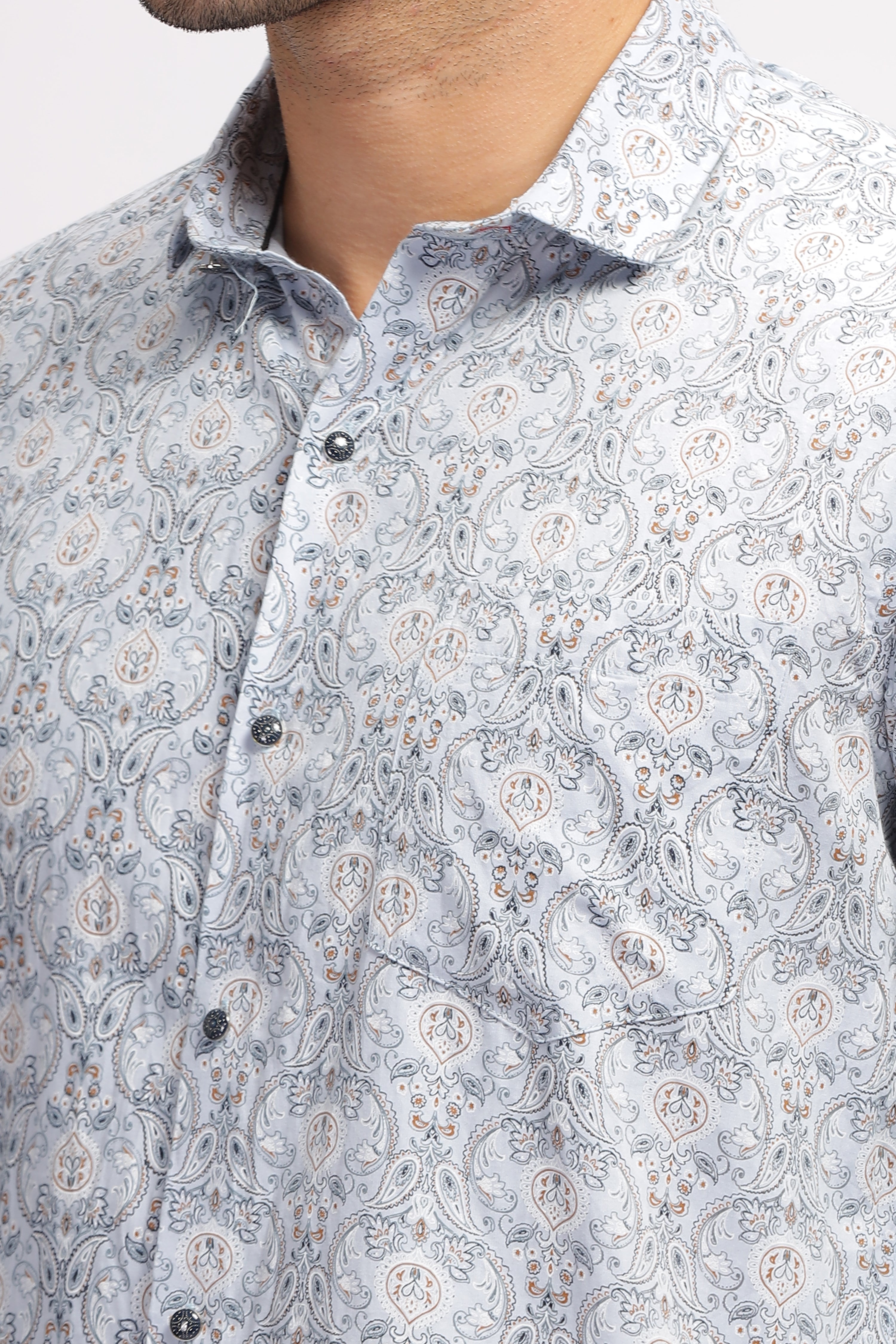 Men's Designer Blue Printed Shirt