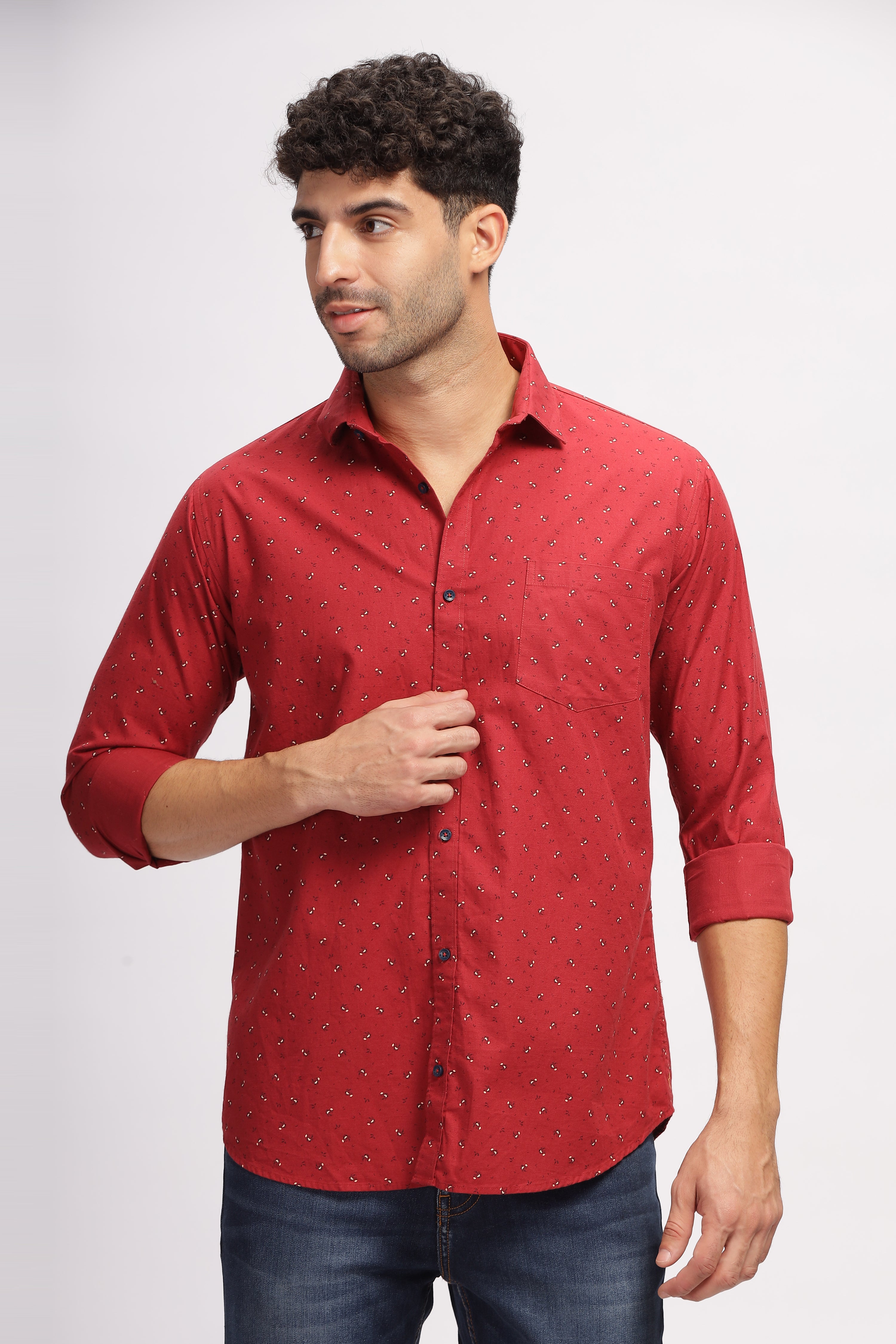 Casual printed Red Shirt