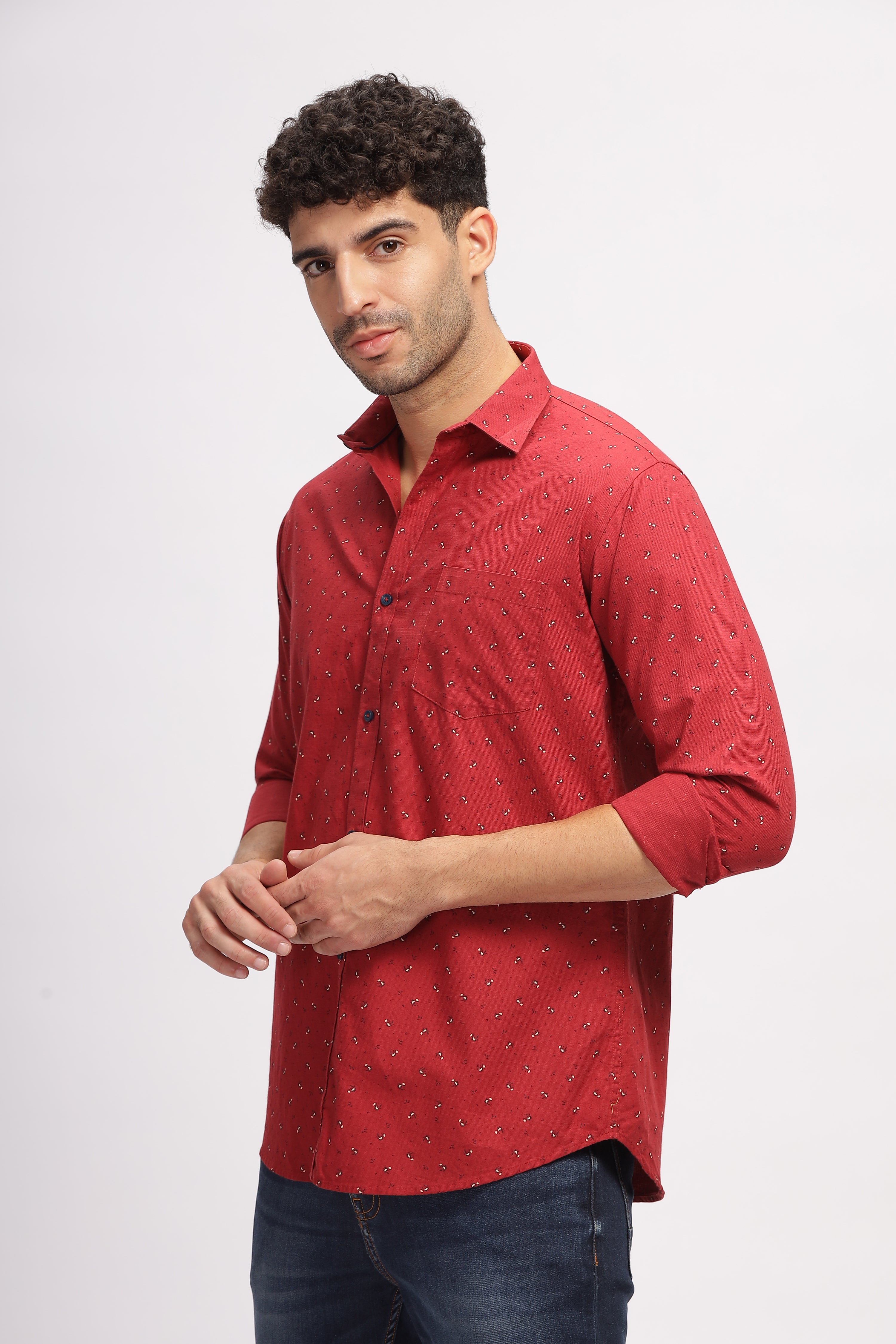 Casual printed Red Shirt