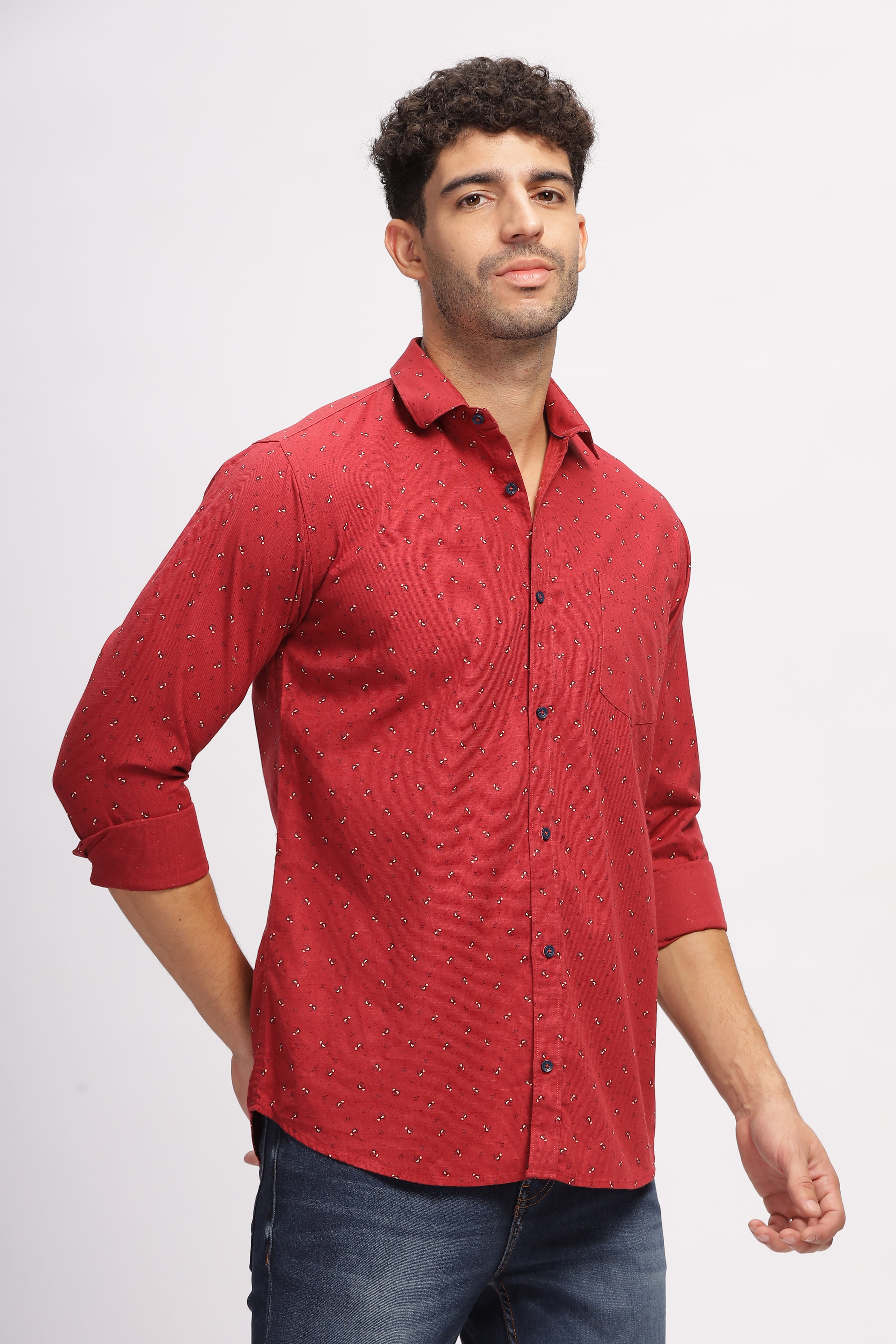 Casual printed Red Shirt