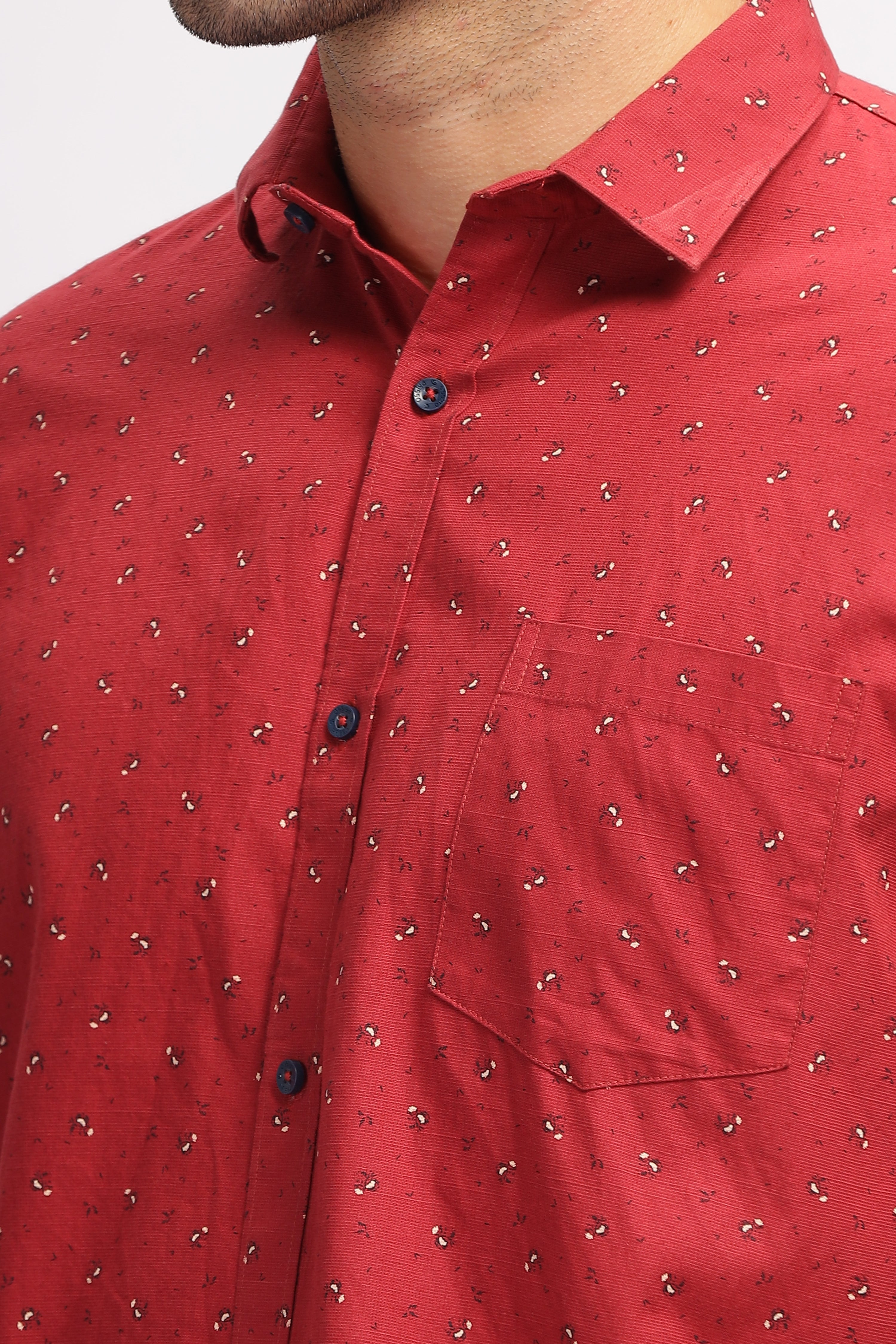 Casual printed Red Shirt