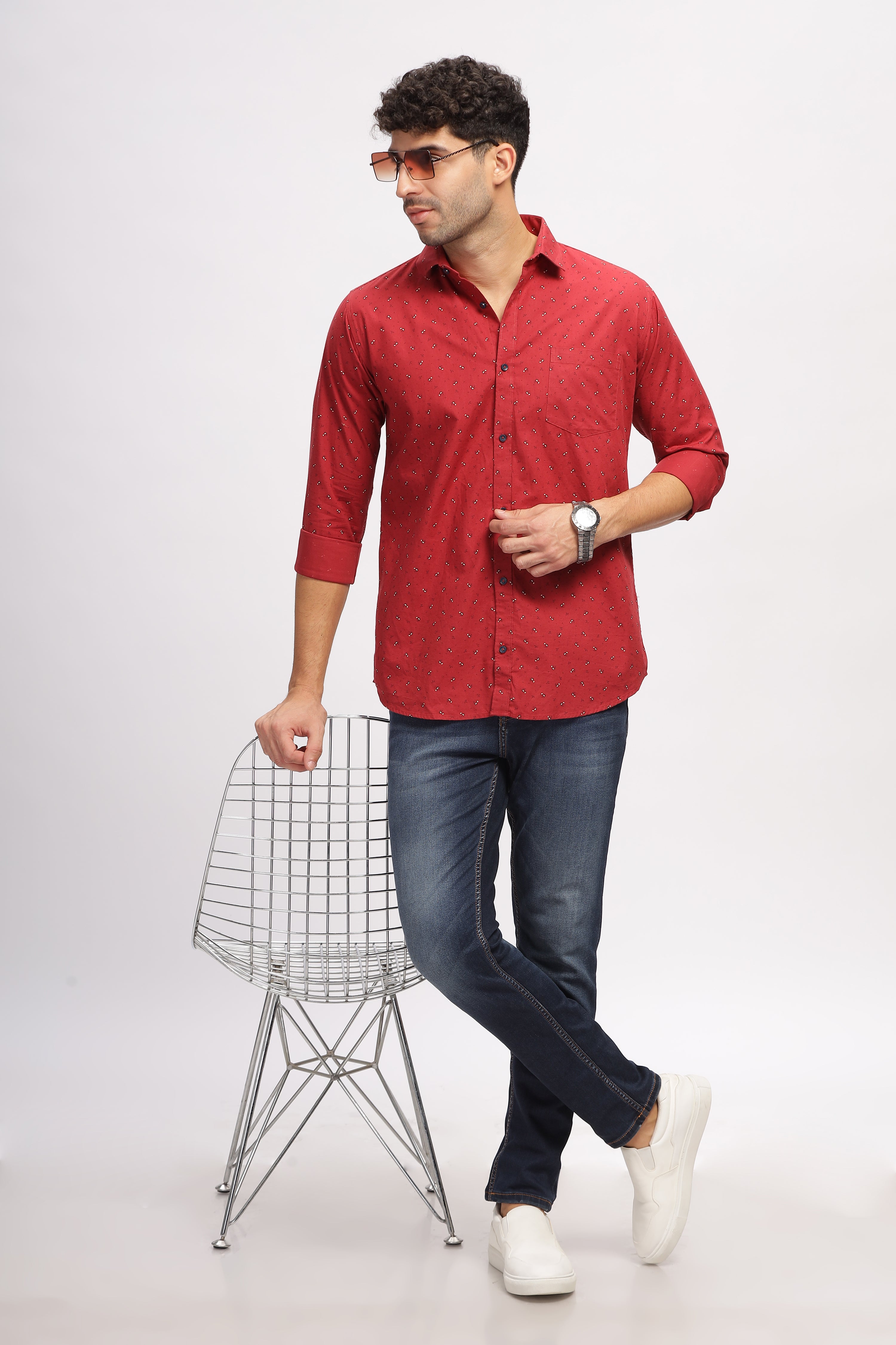 Casual printed Red Shirt