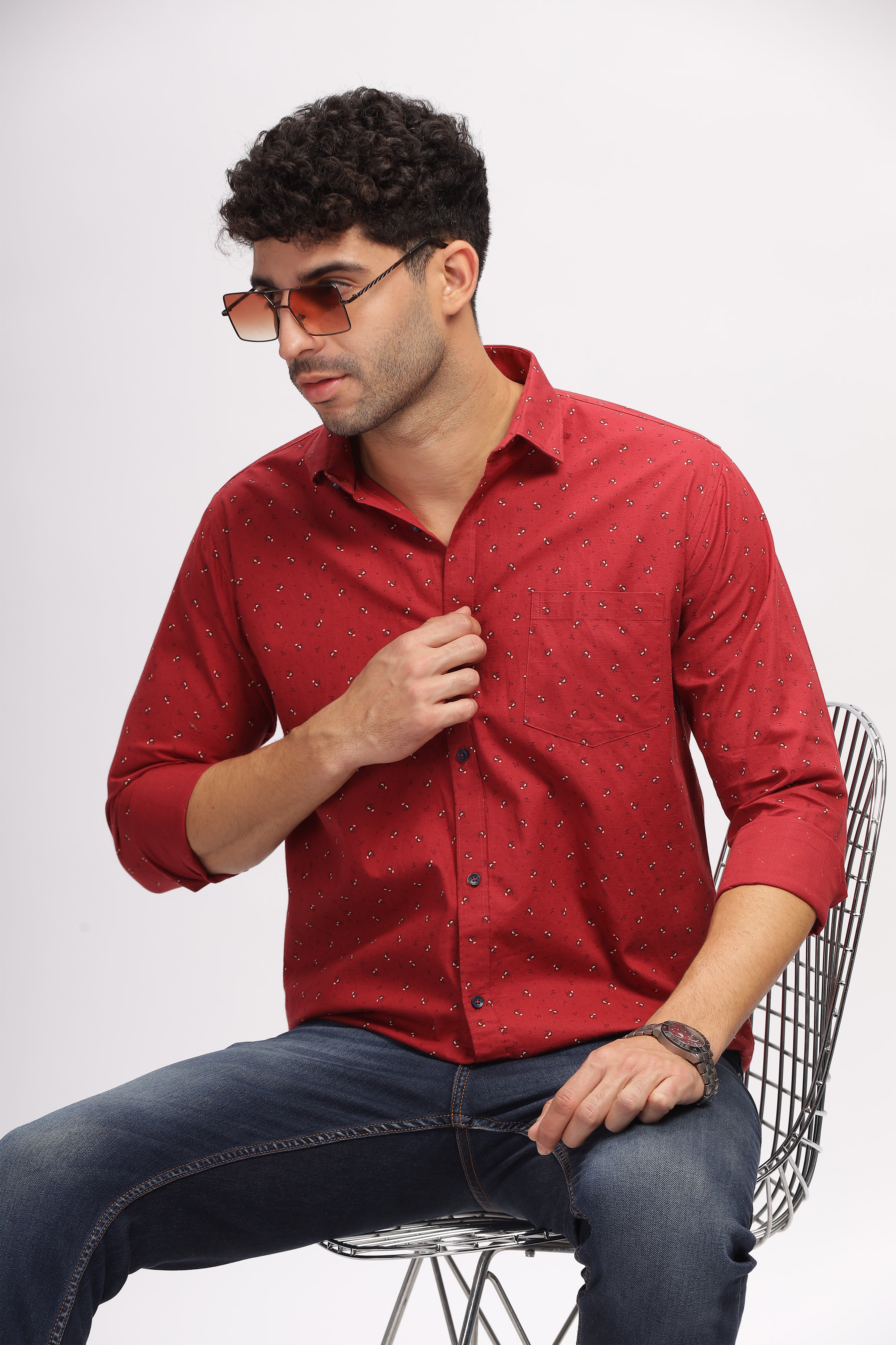 Casual printed Red Shirt