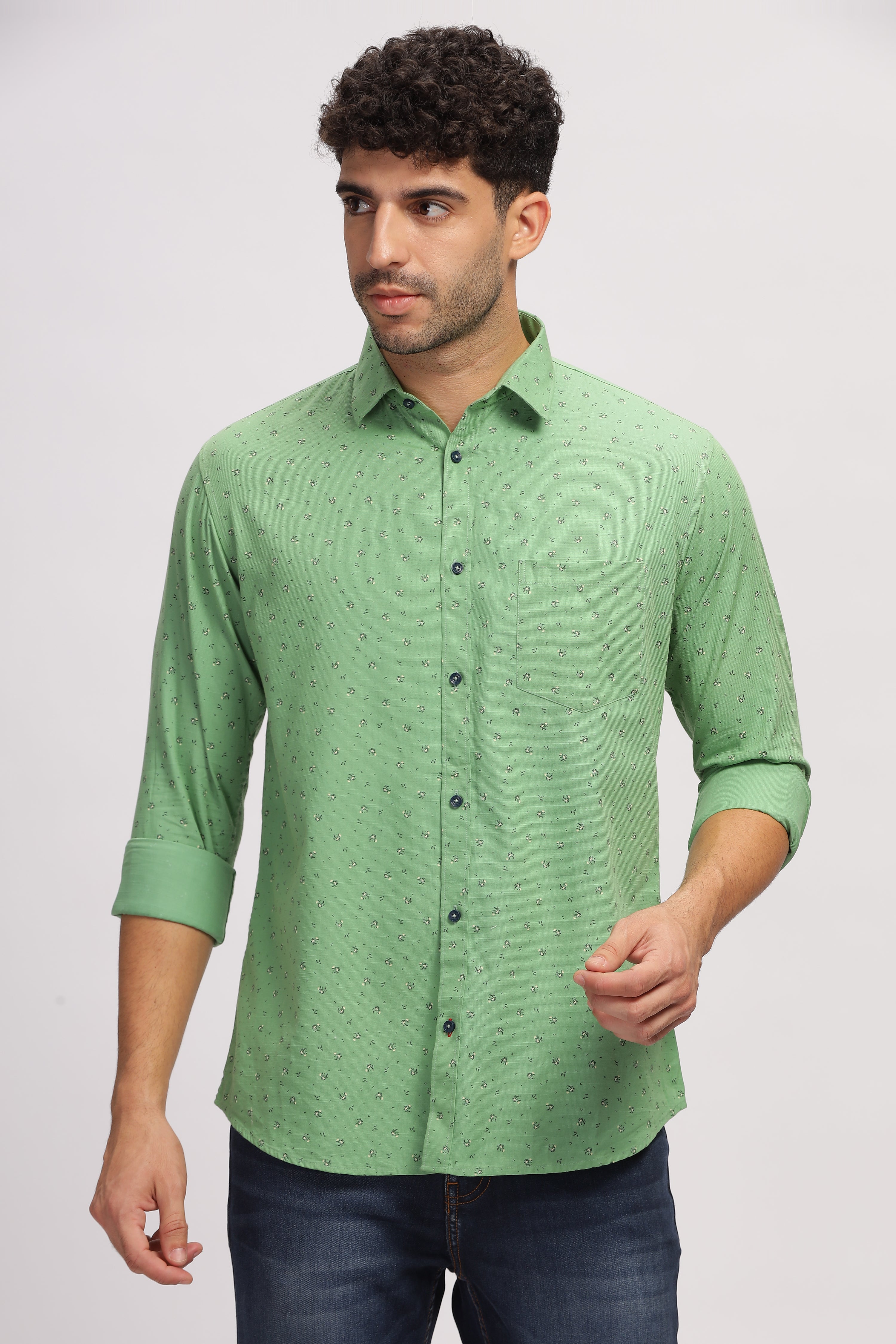 Casual printed Green Shirt