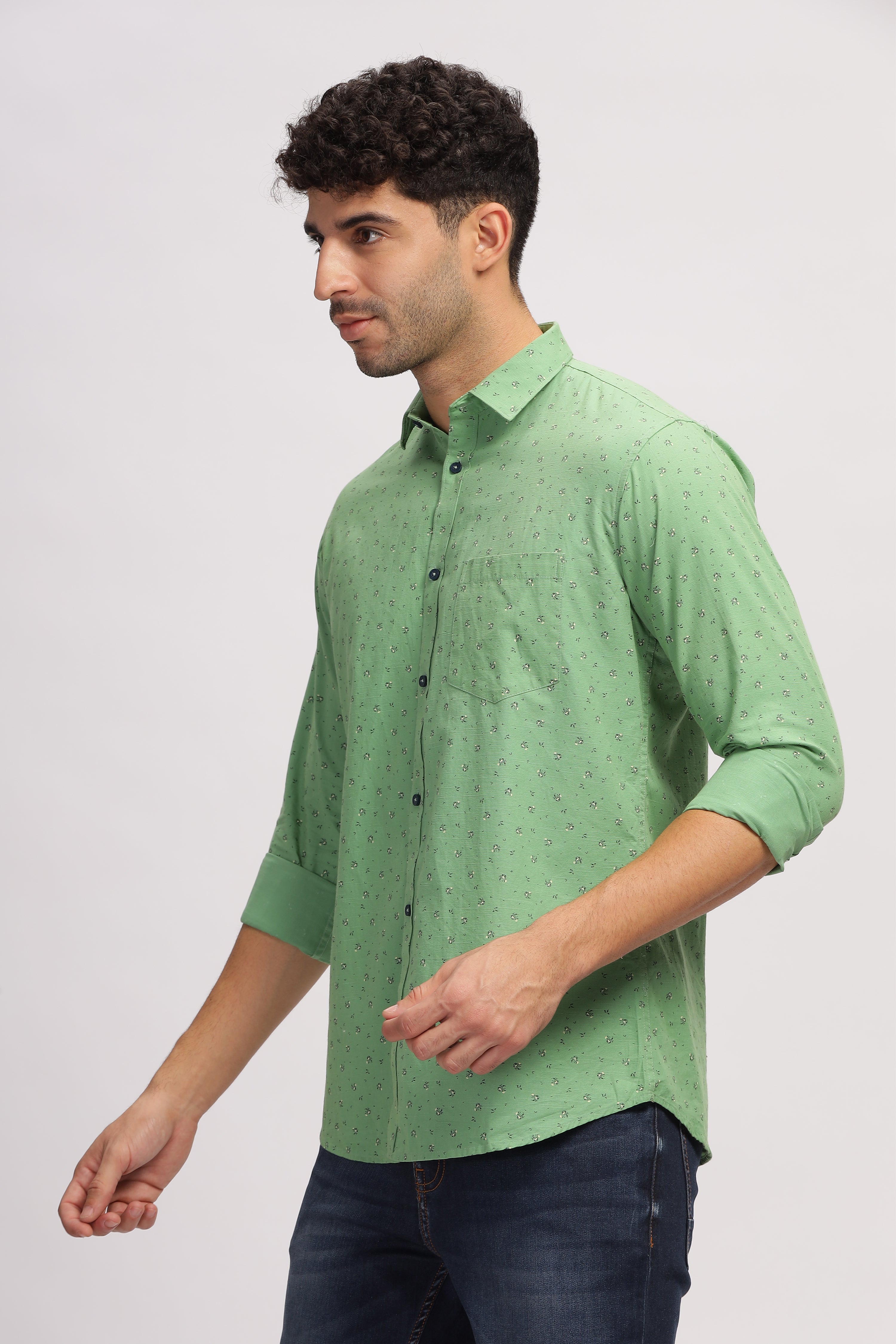 Casual printed Green Shirt