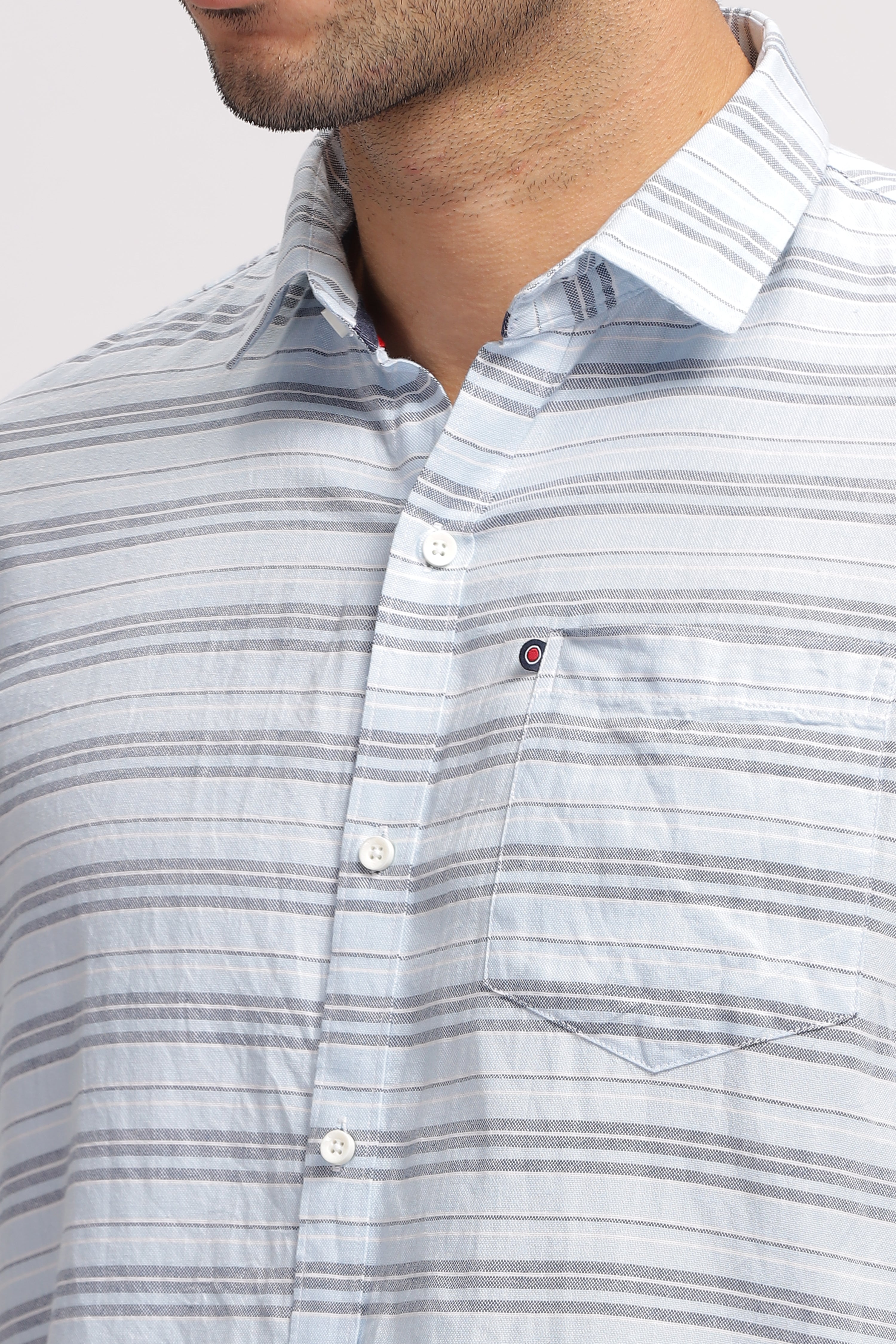 Striped blue fit shirt for Men