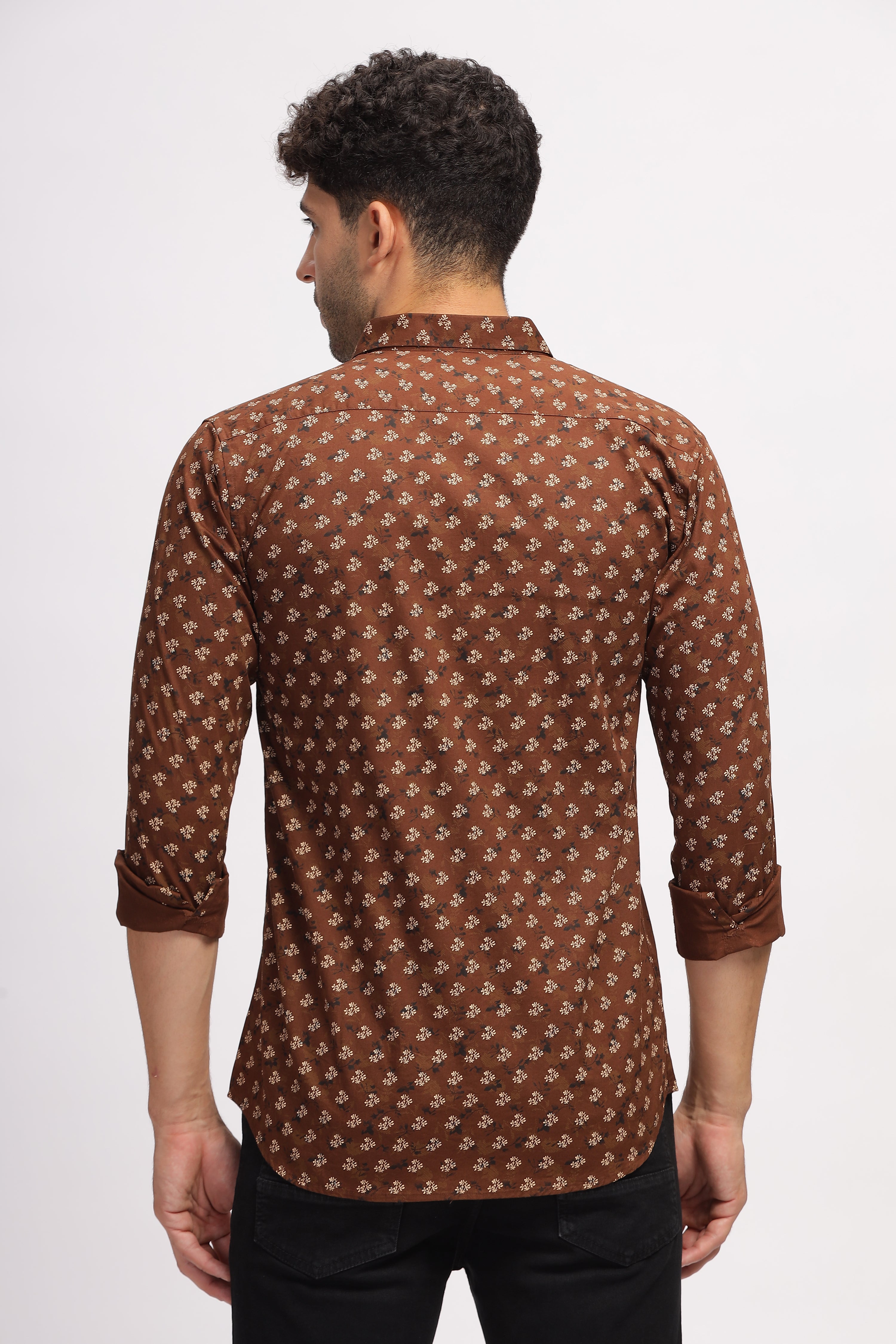 Floral Printed Brown Shirt