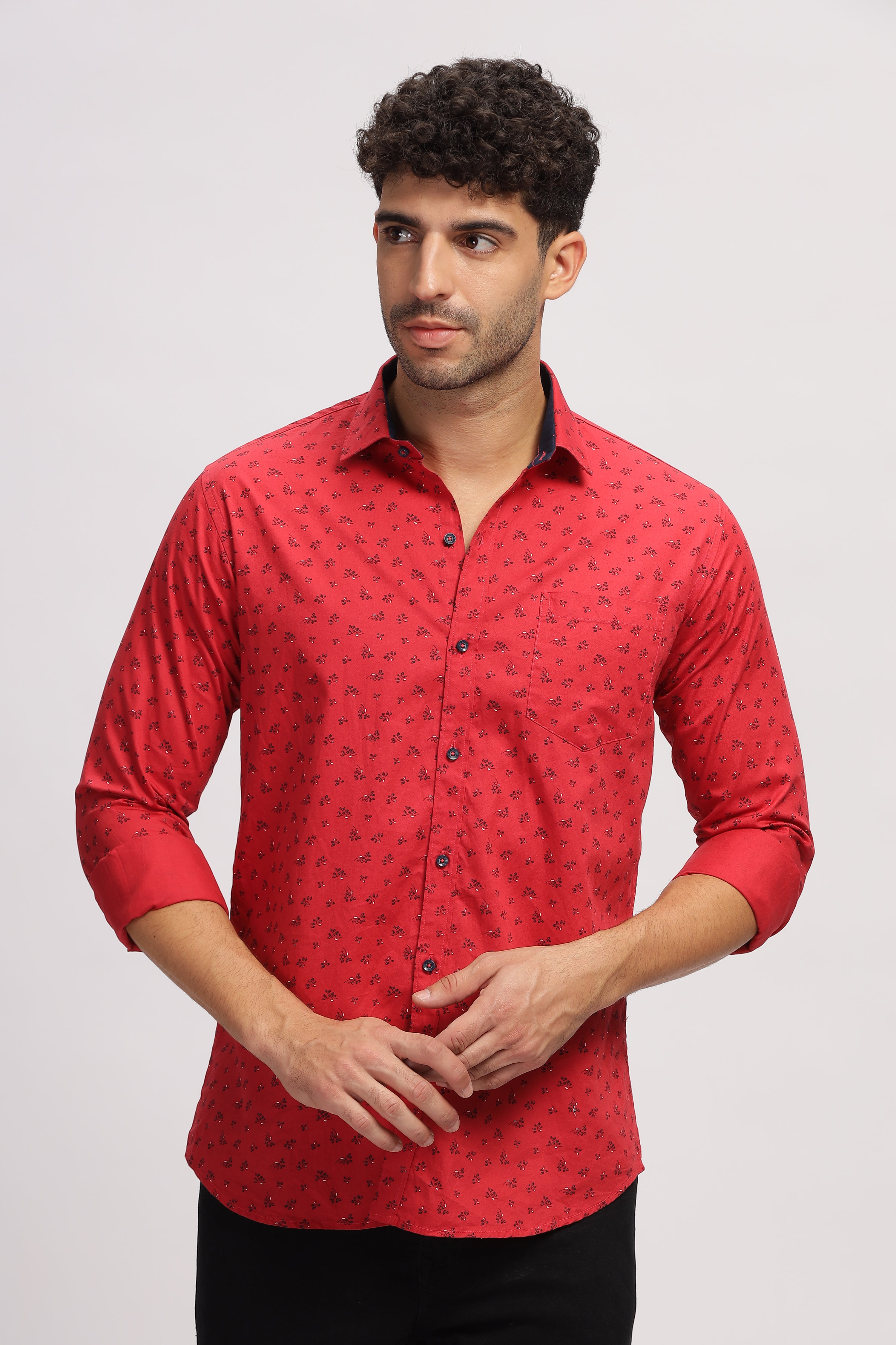 Red Floral Printed Shirt