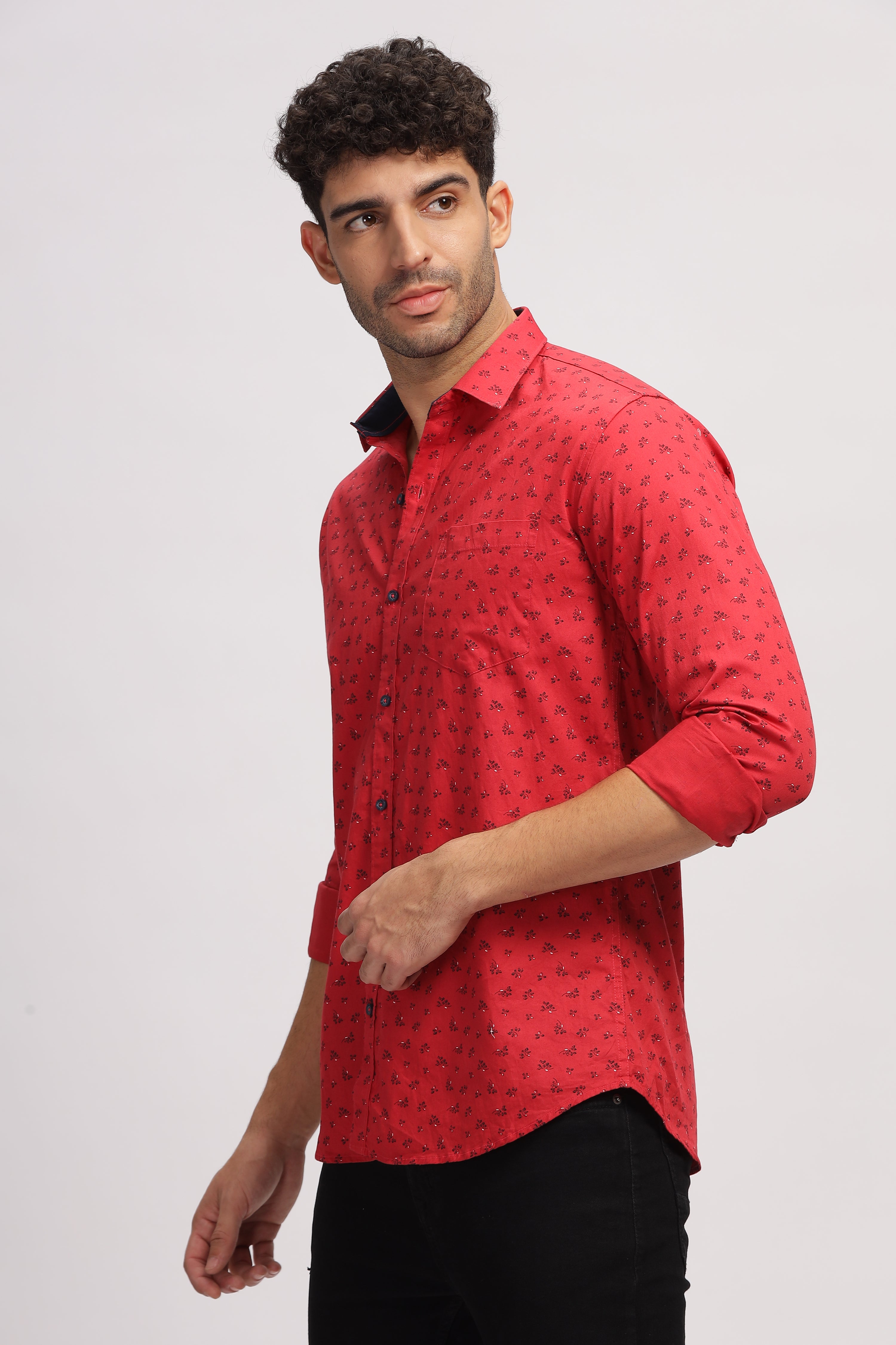 Red Floral Printed Shirt