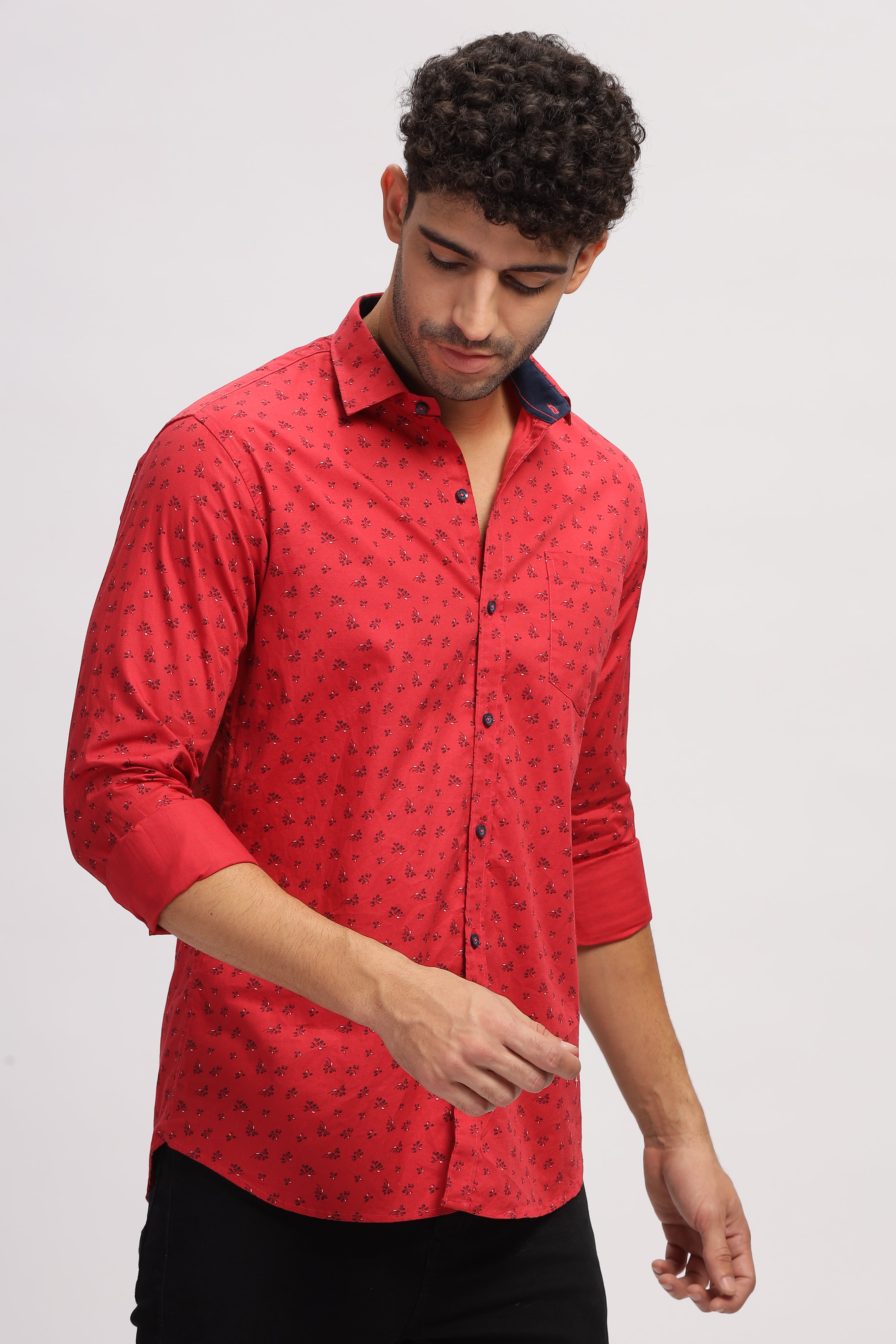 Red Floral Printed Shirt