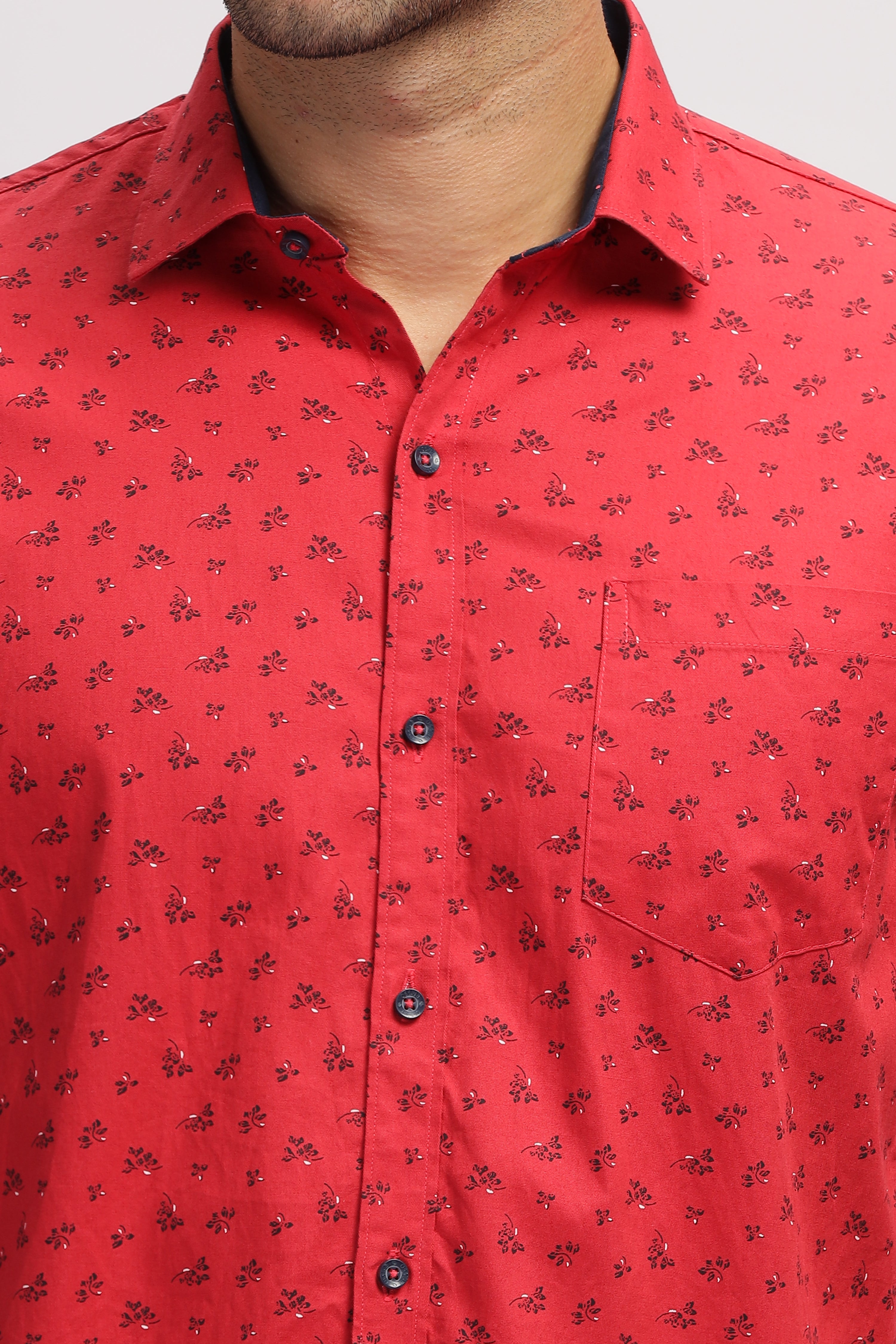 Red Floral Printed Shirt