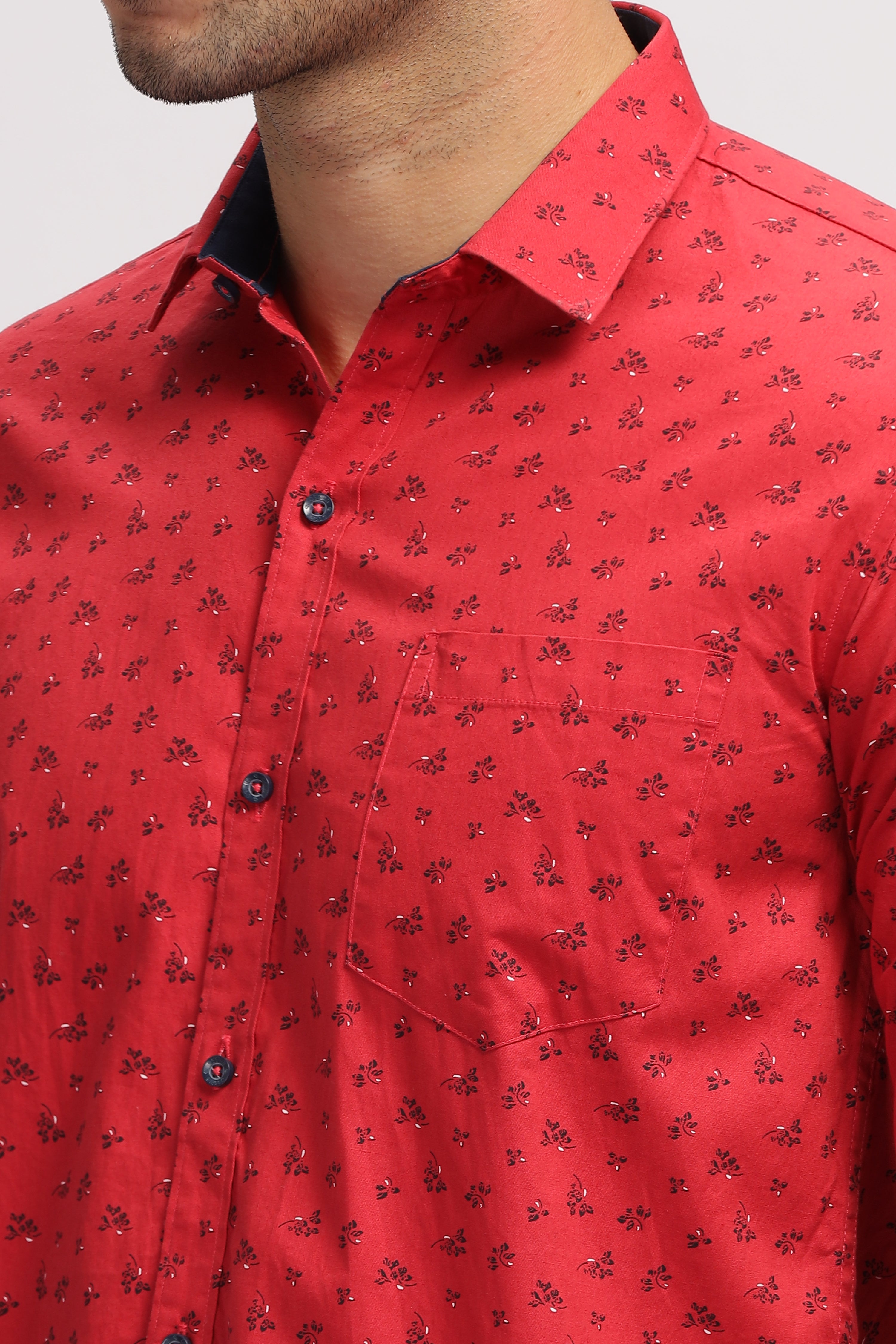 Red Floral Printed Shirt