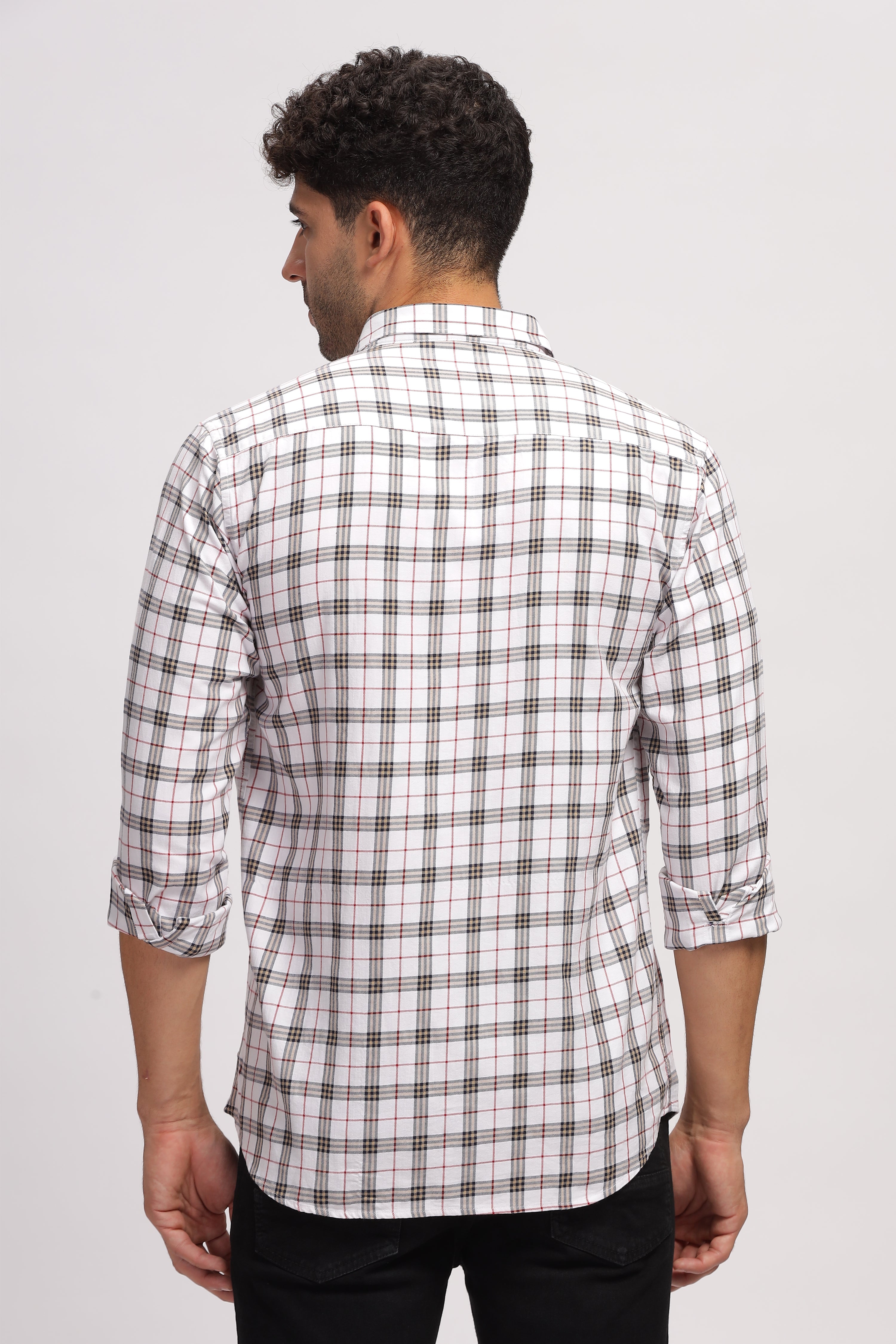 White Casual Checks shirt