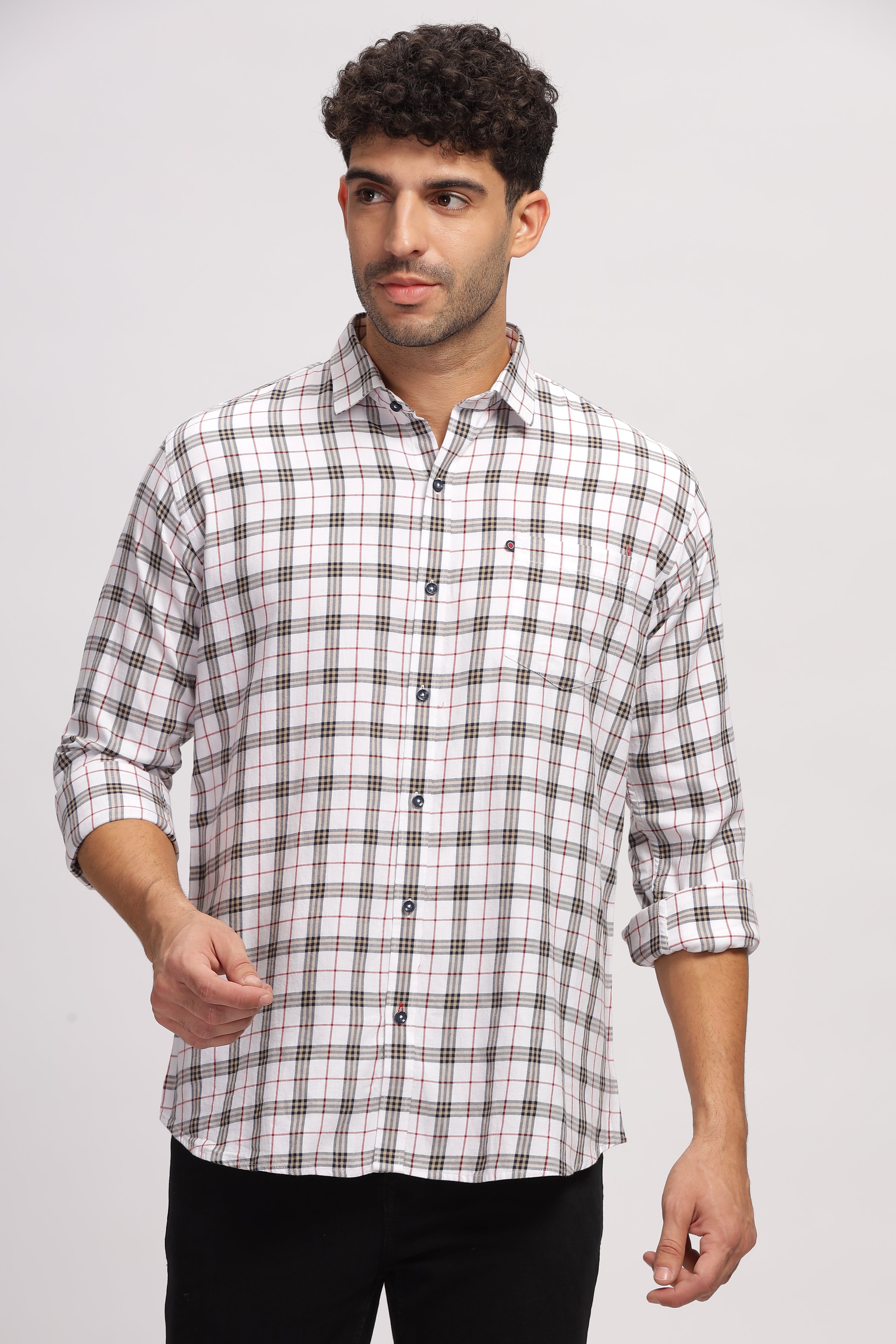 White Casual Checks shirt