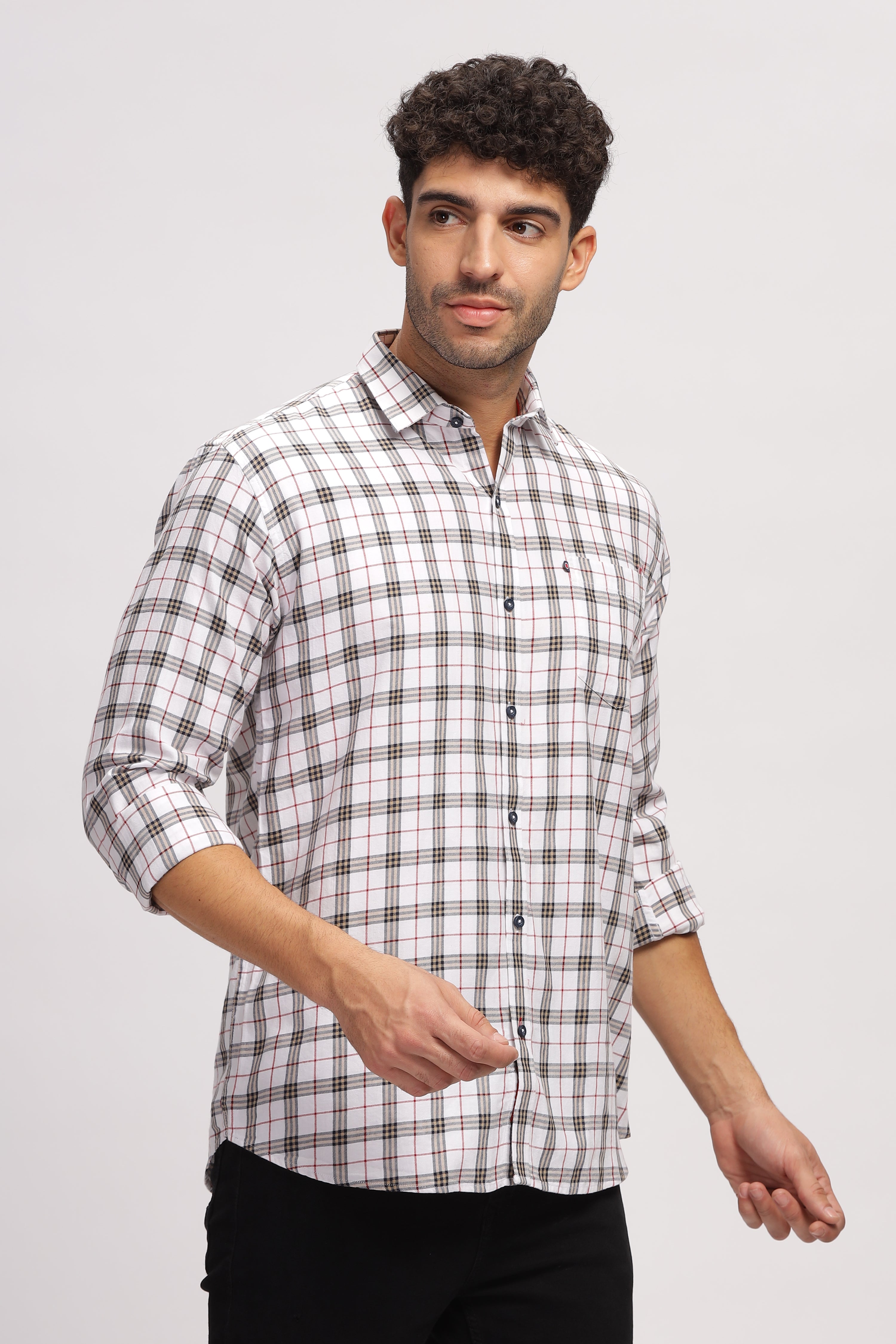 White Casual Checks shirt