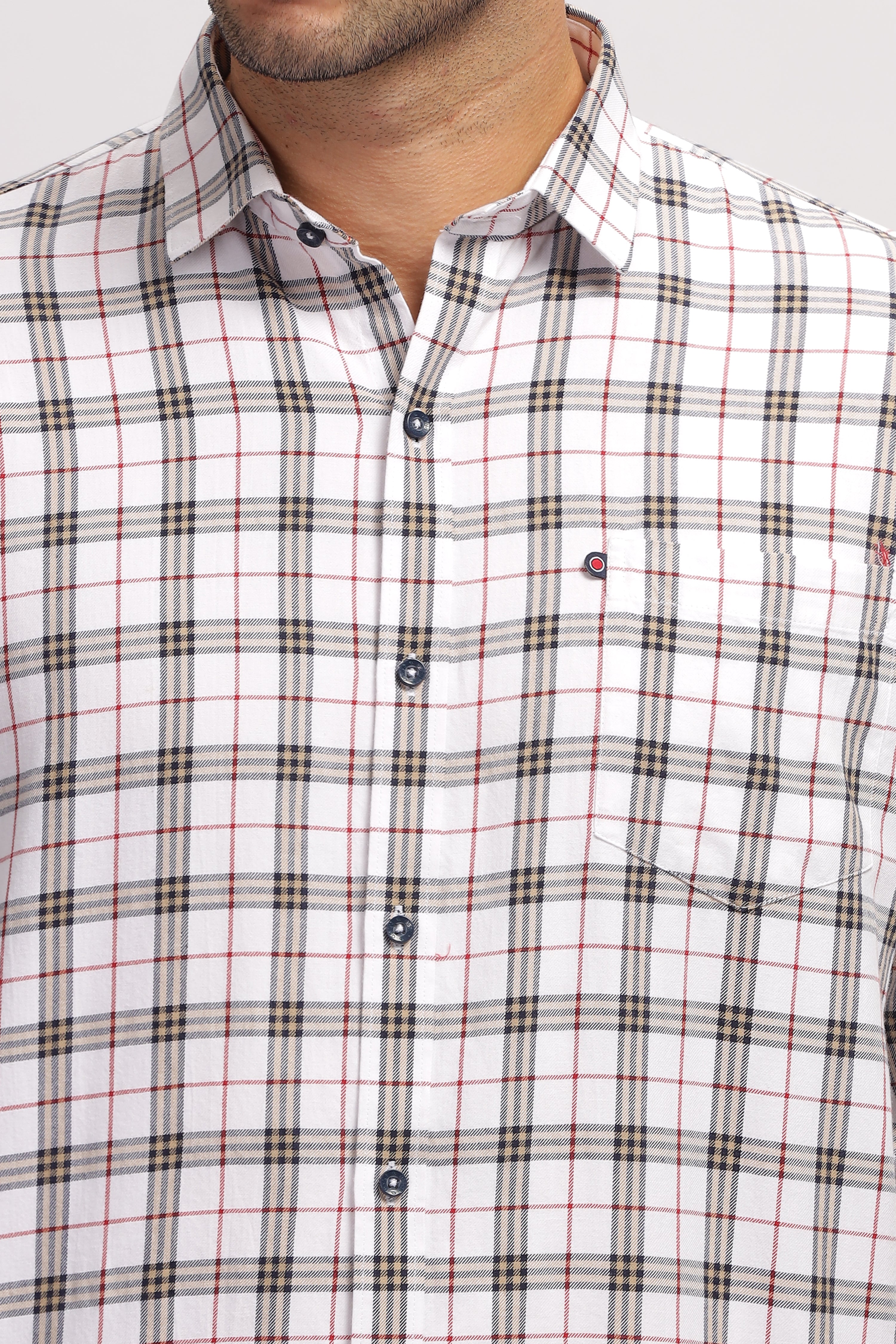 White Casual Checks shirt