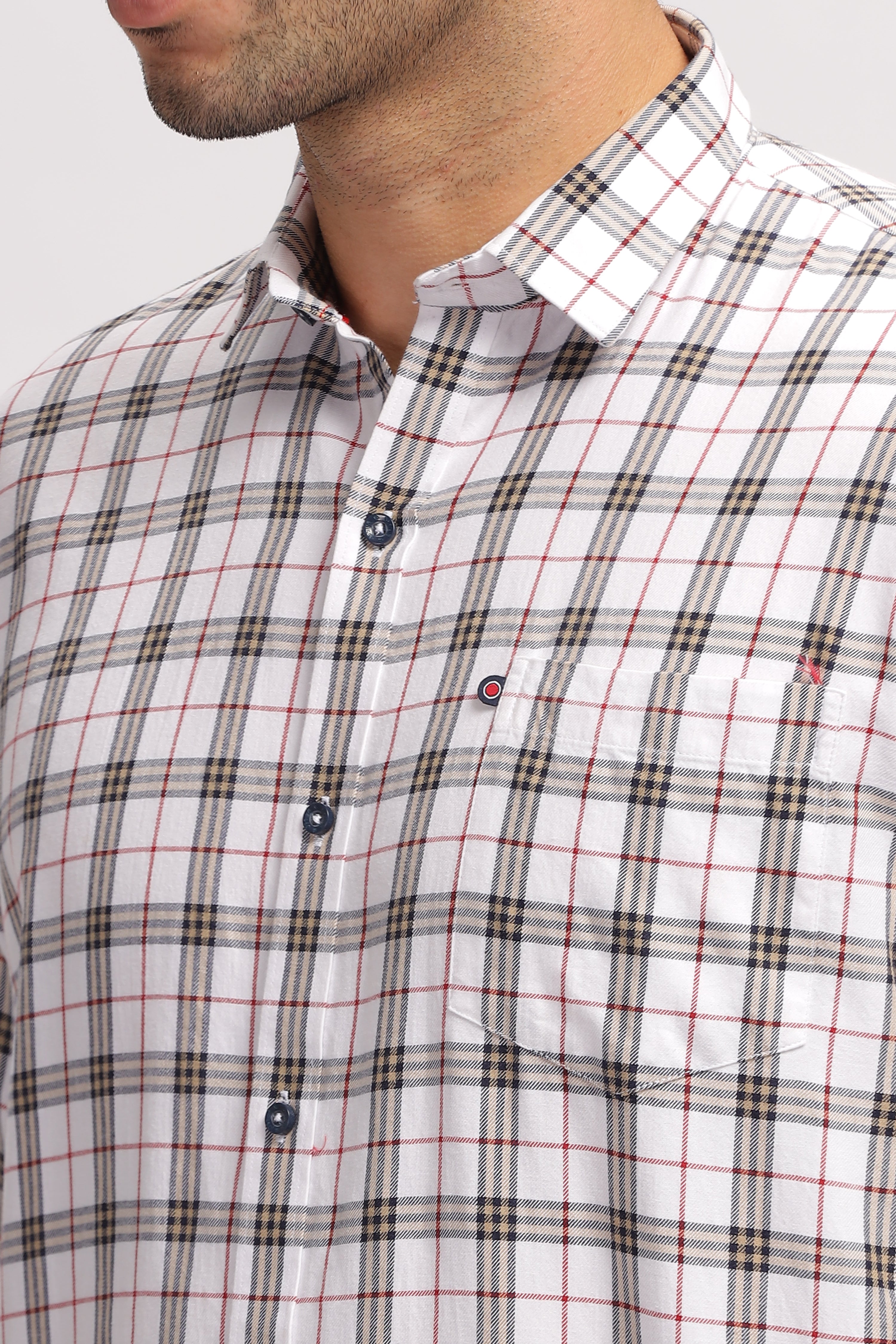 White Casual Checks shirt