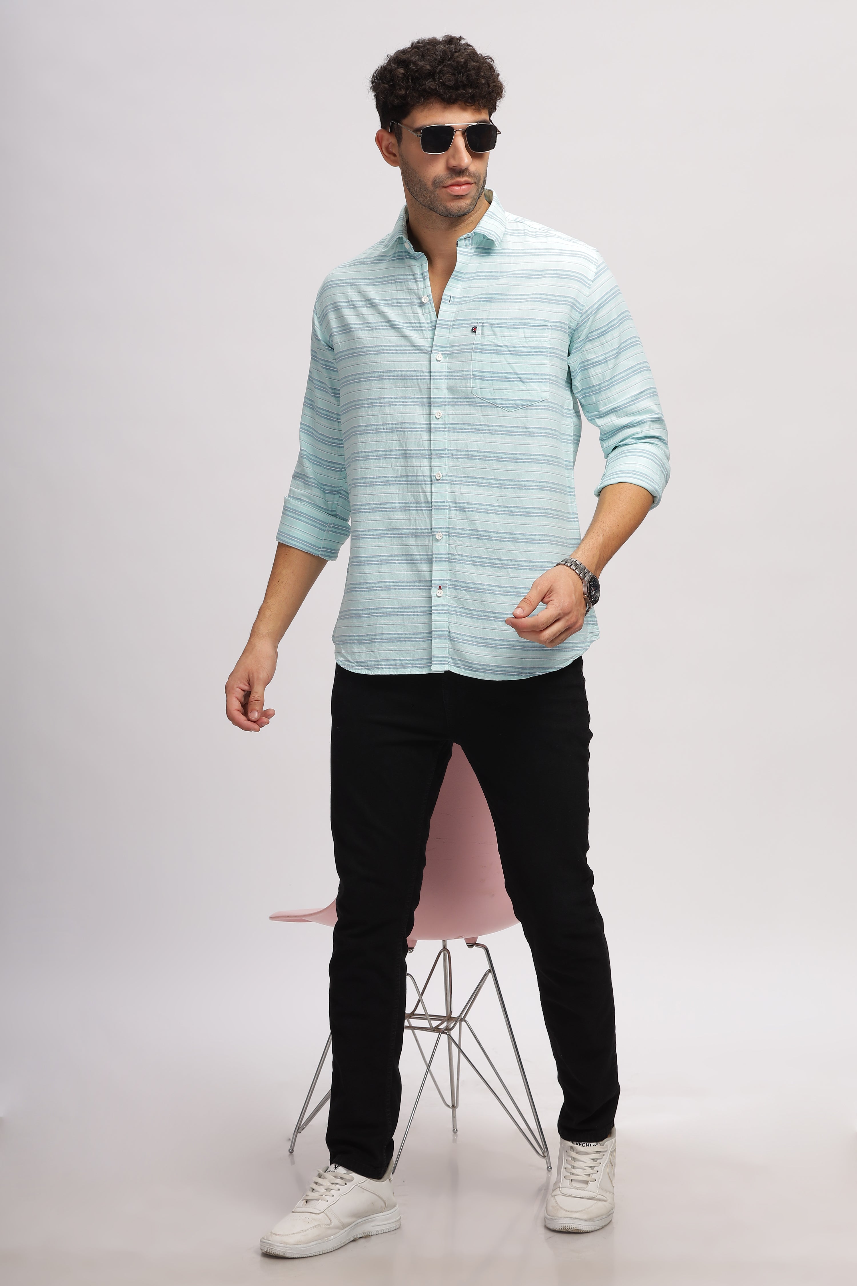 Striped Blue fit shirt for Men