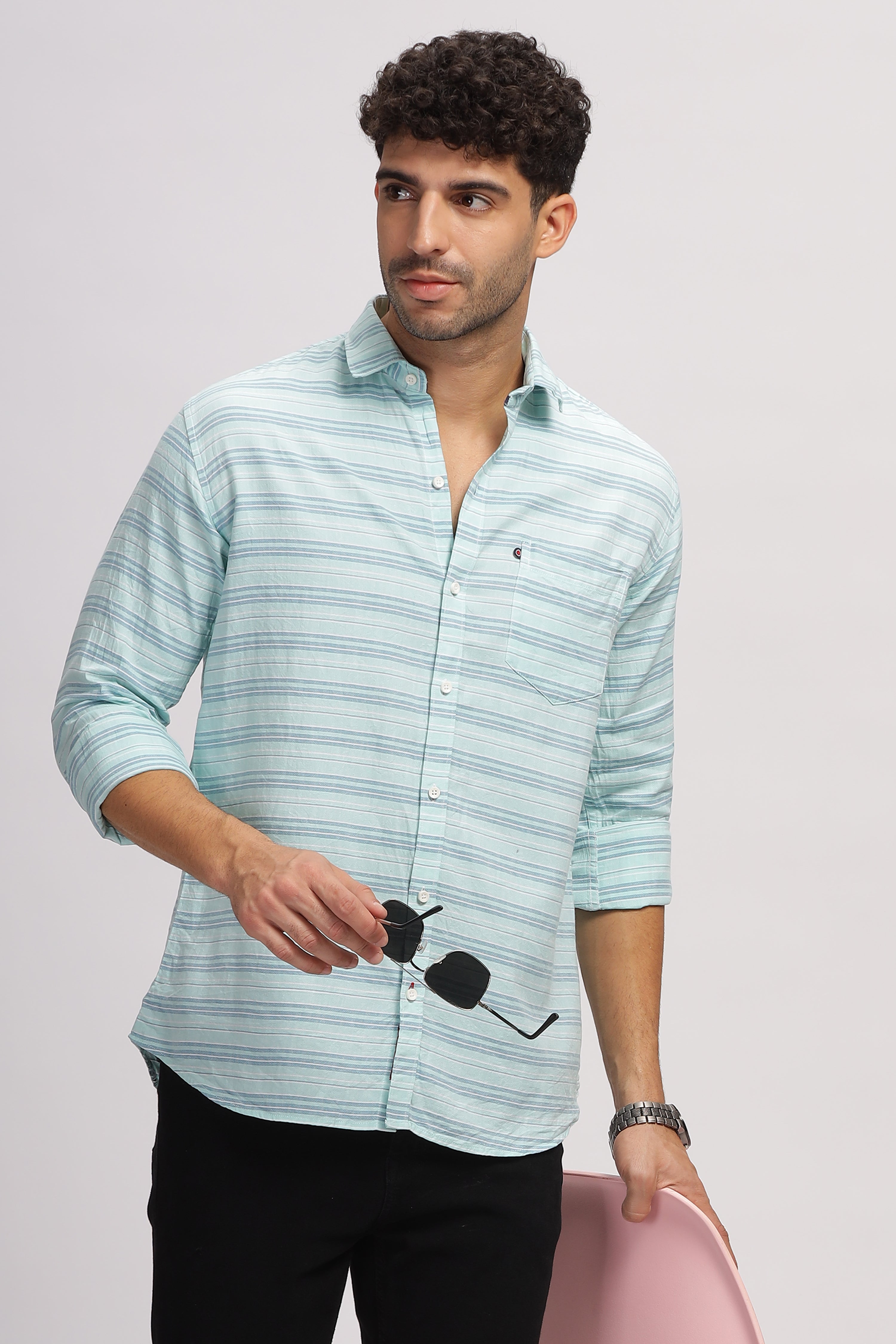 Striped Blue fit shirt for Men