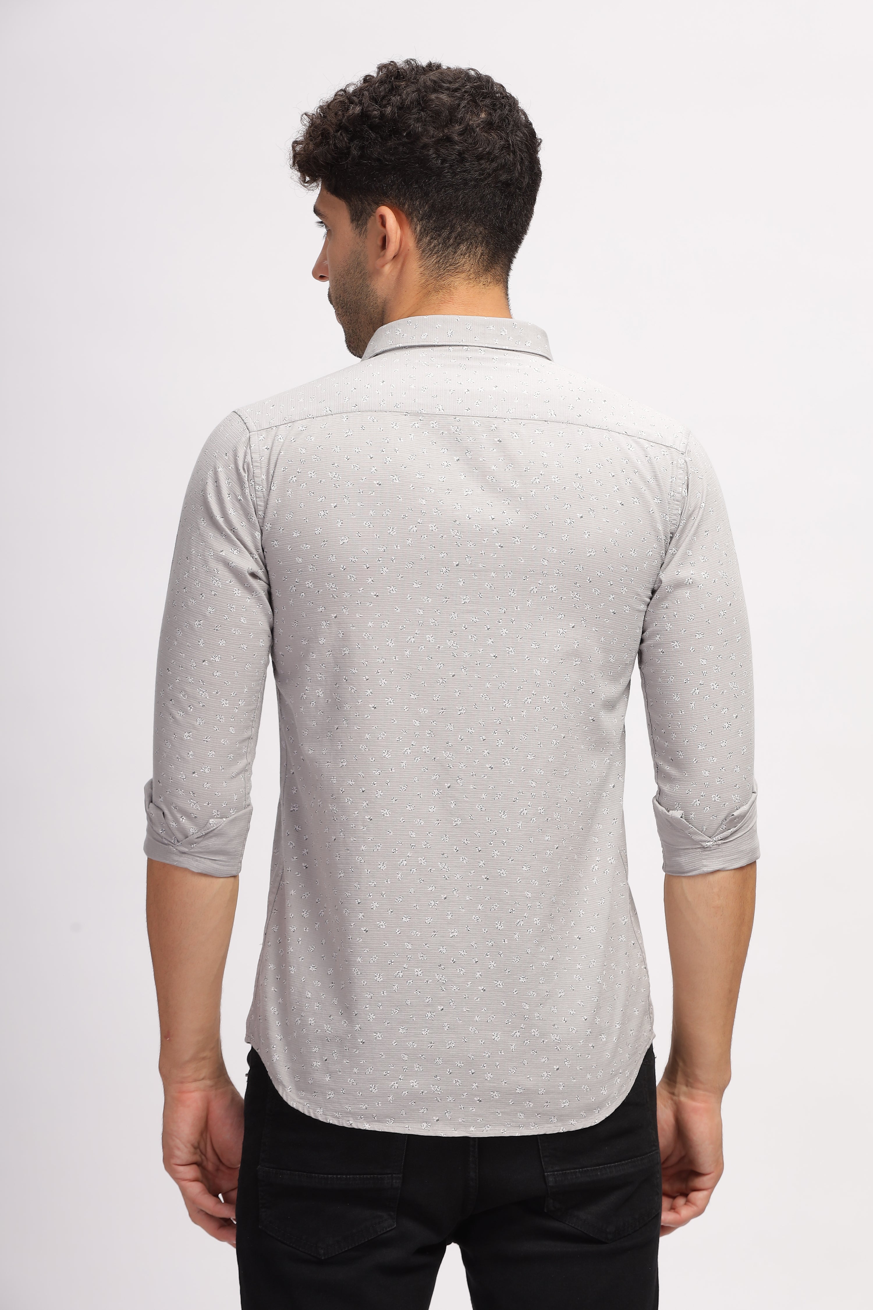 Printed slim fit Grey shirt