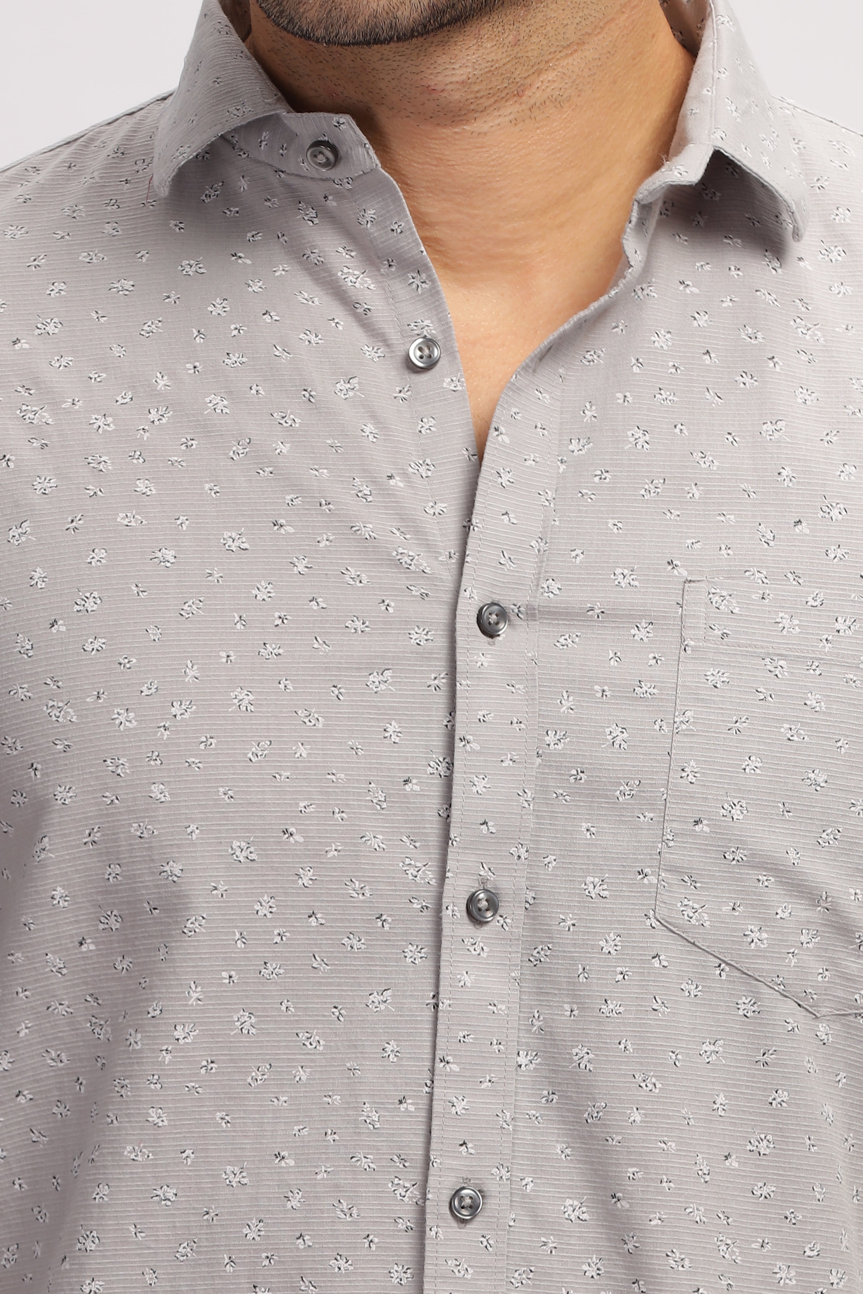 Printed slim fit Grey shirt