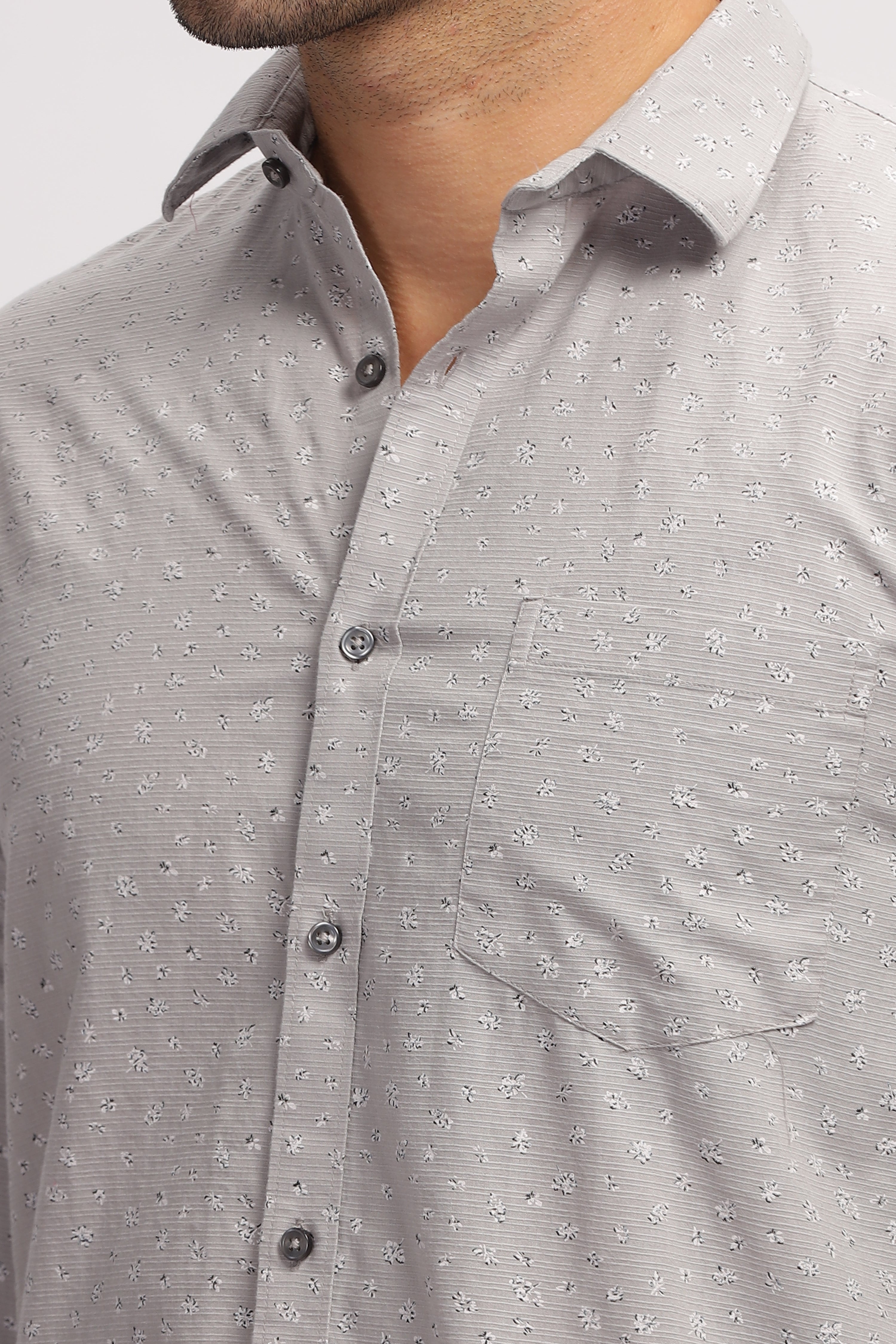 Printed slim fit Grey shirt